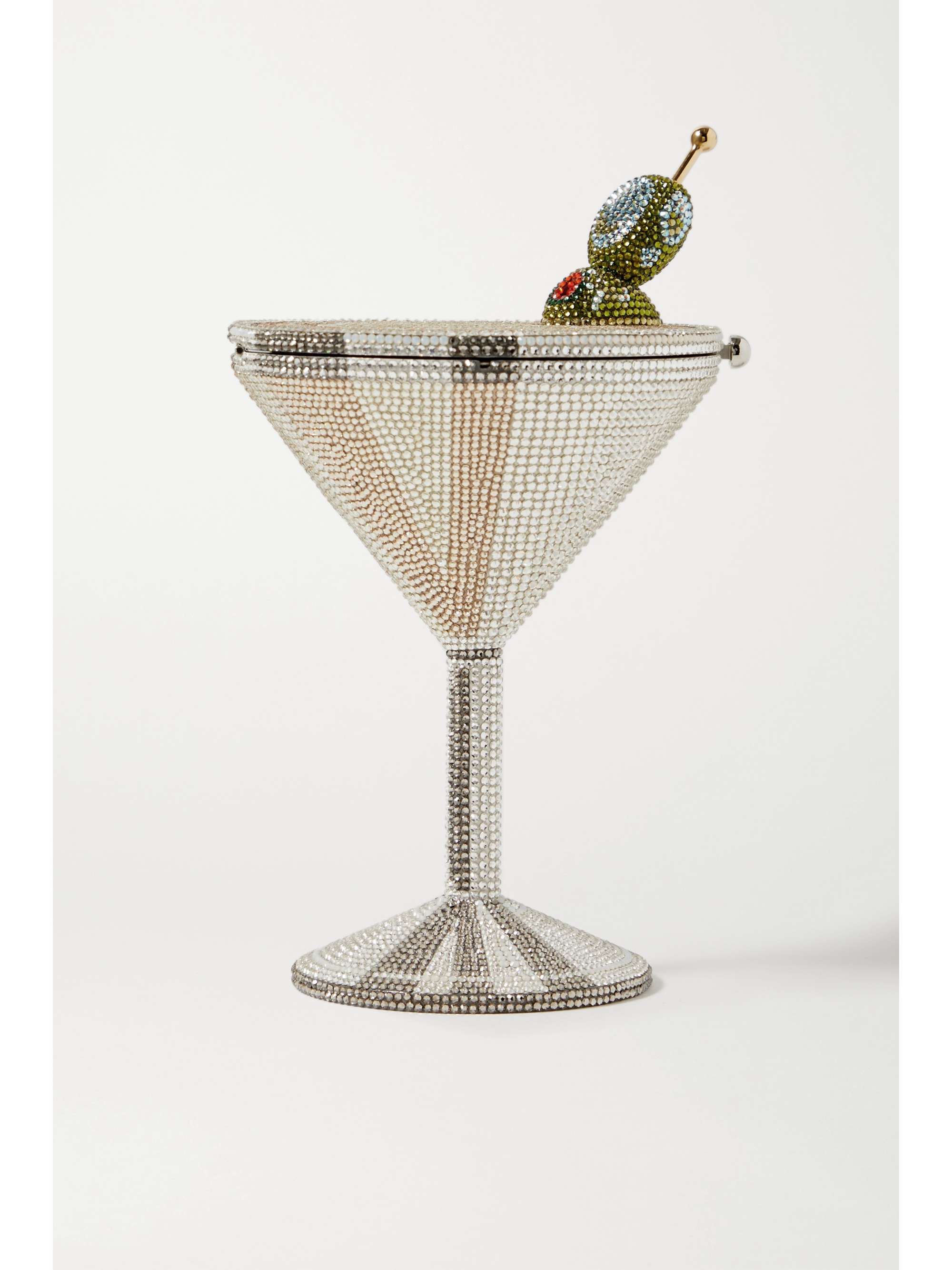 JUDITH LEIBER COUTURE Martini crystal-embellished silver-tone clutch