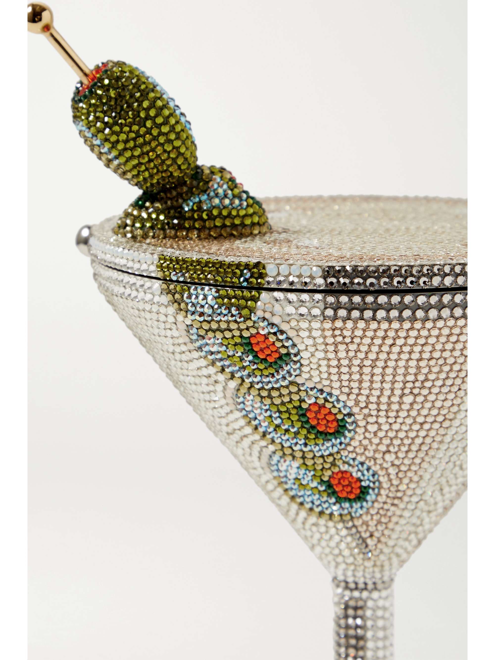 JUDITH LEIBER COUTURE Martini crystal-embellished silver-tone clutch