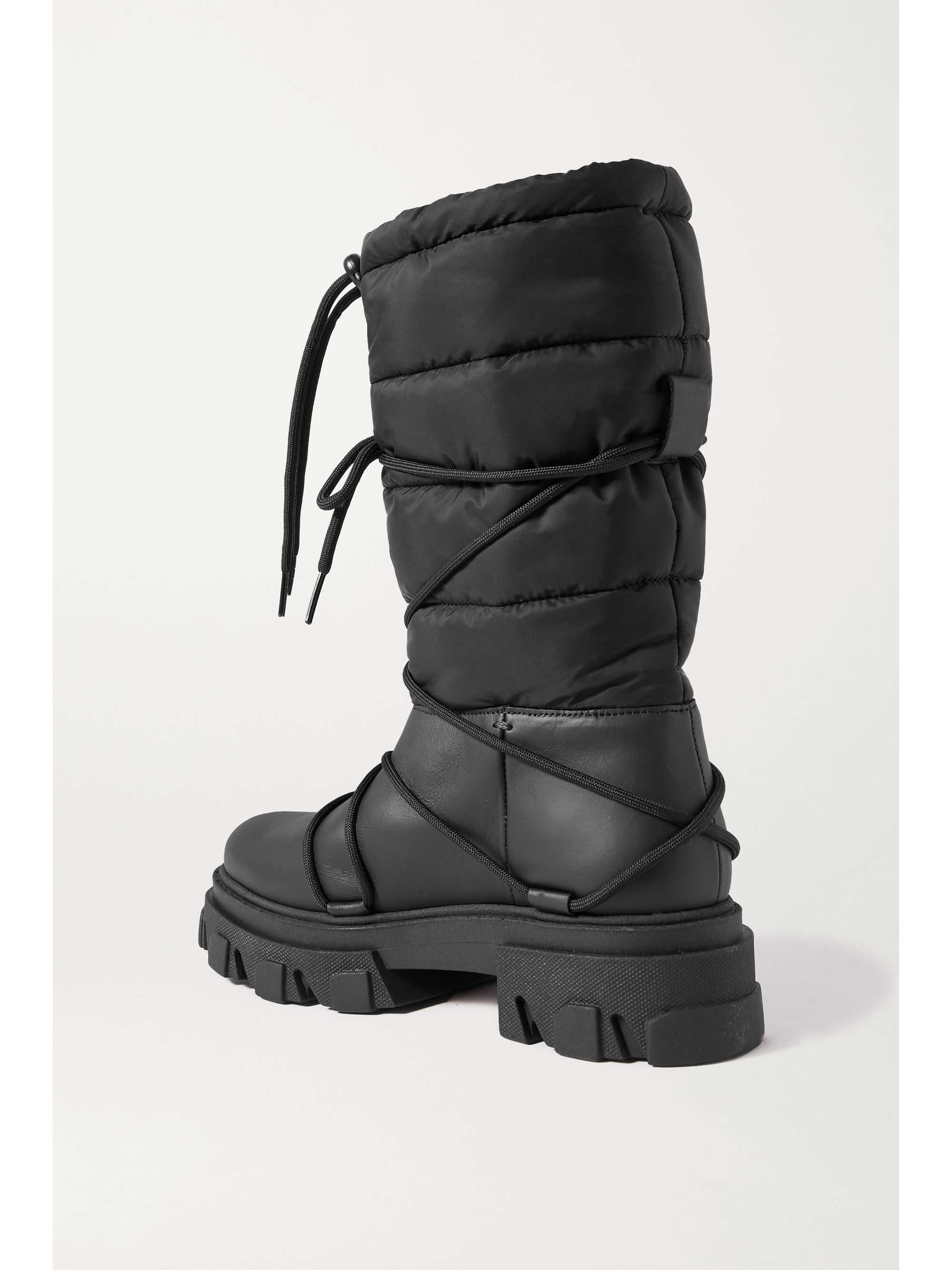 ganni quilted shell and leather platform boots
