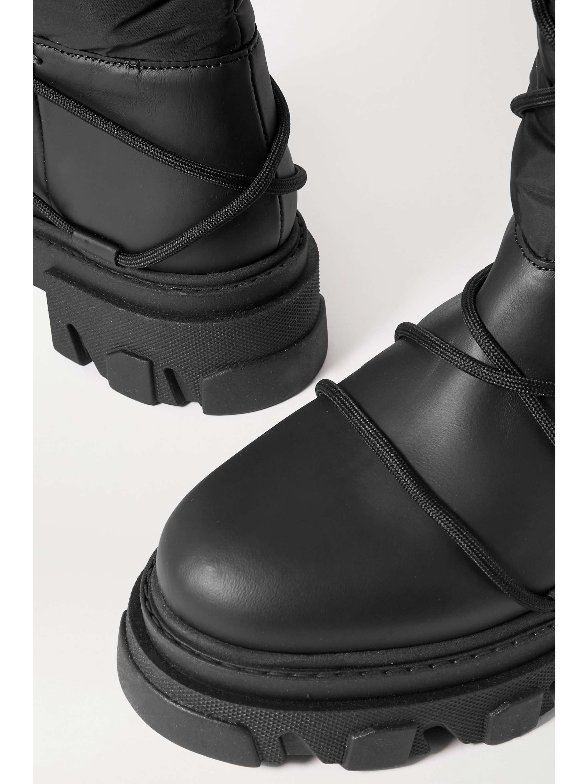 ganni quilted shell and leather platform boots