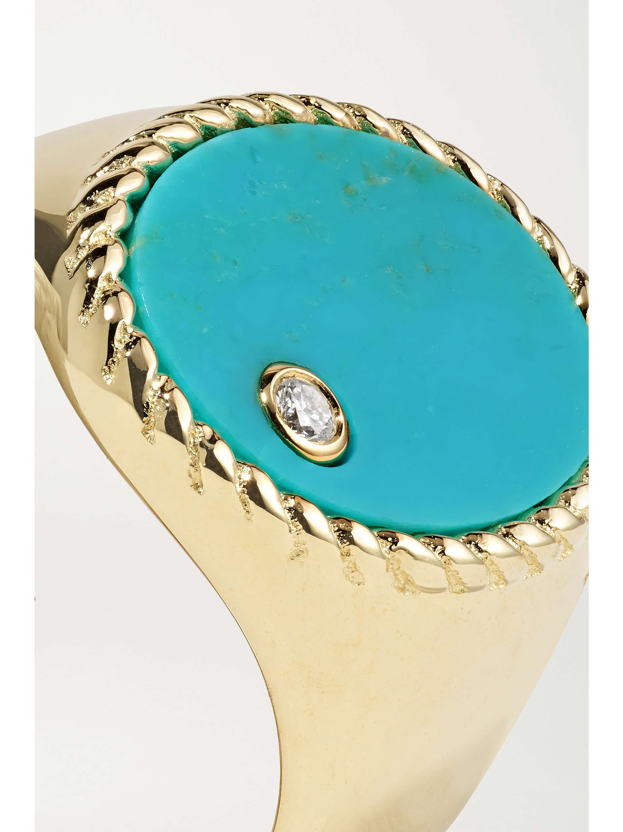 YVONNE LÉON Ring aus 9 Karat Gold mit Türkis und Diamant