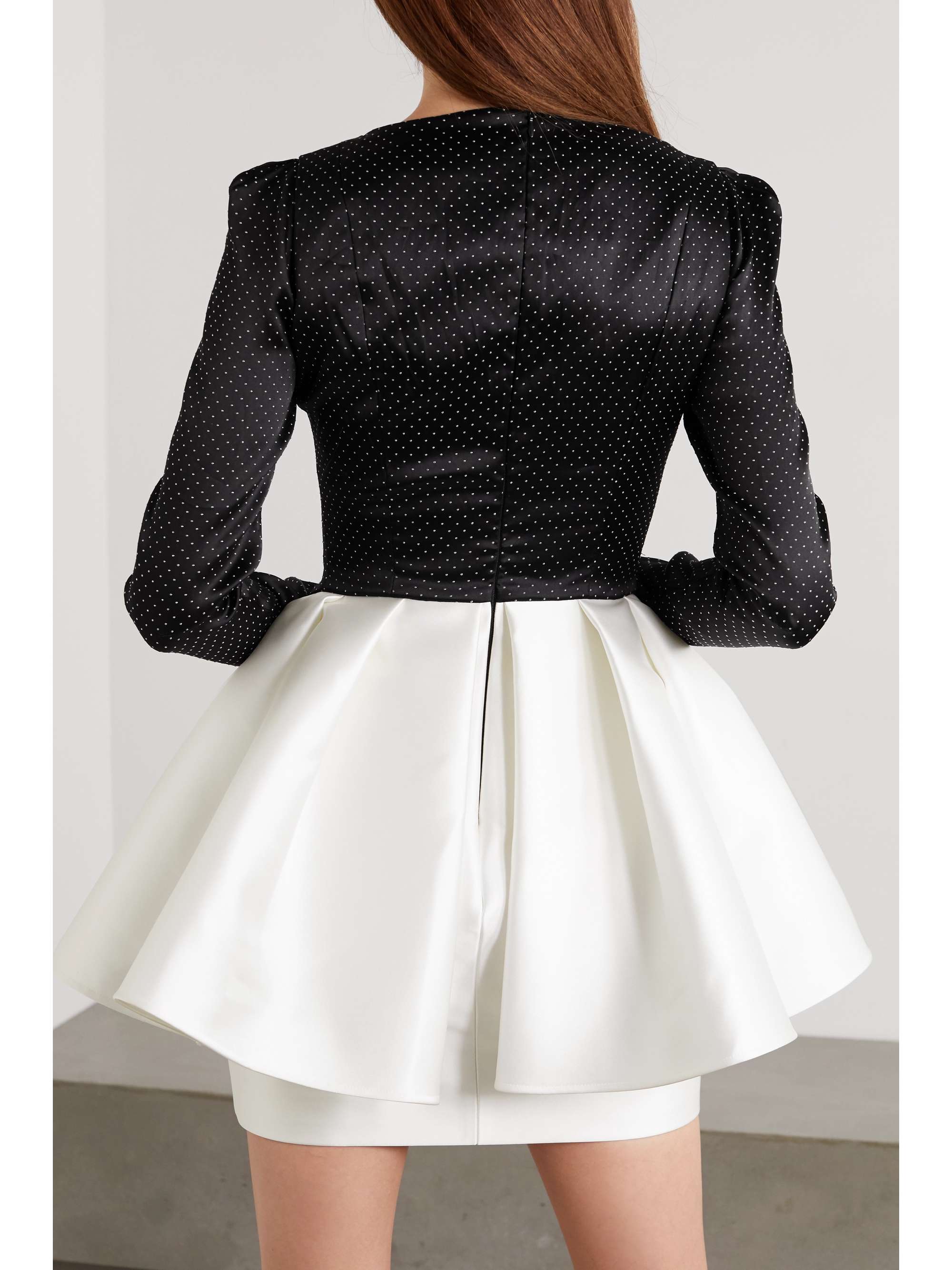 RASARIO Two-tone embellished duchesse-satin mini dress