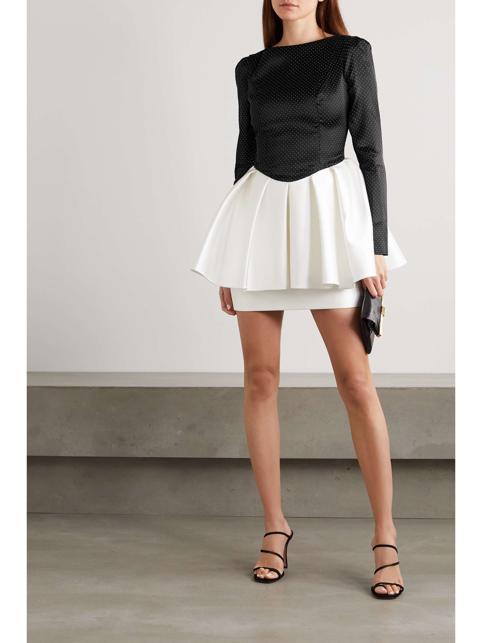 RASARIO Two-tone embellished duchesse-satin mini dress