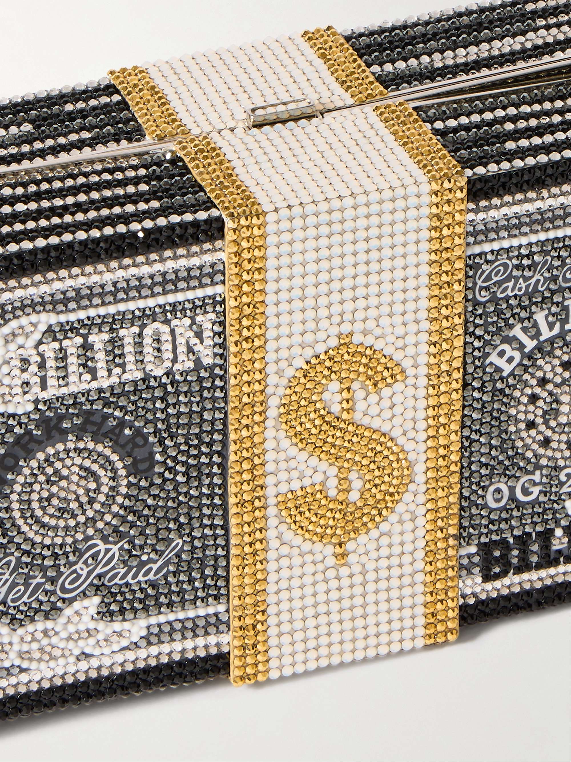 JUDITH LEIBER COUTURE Stack of Cash Billions crystal-embellished silver-tone clutch