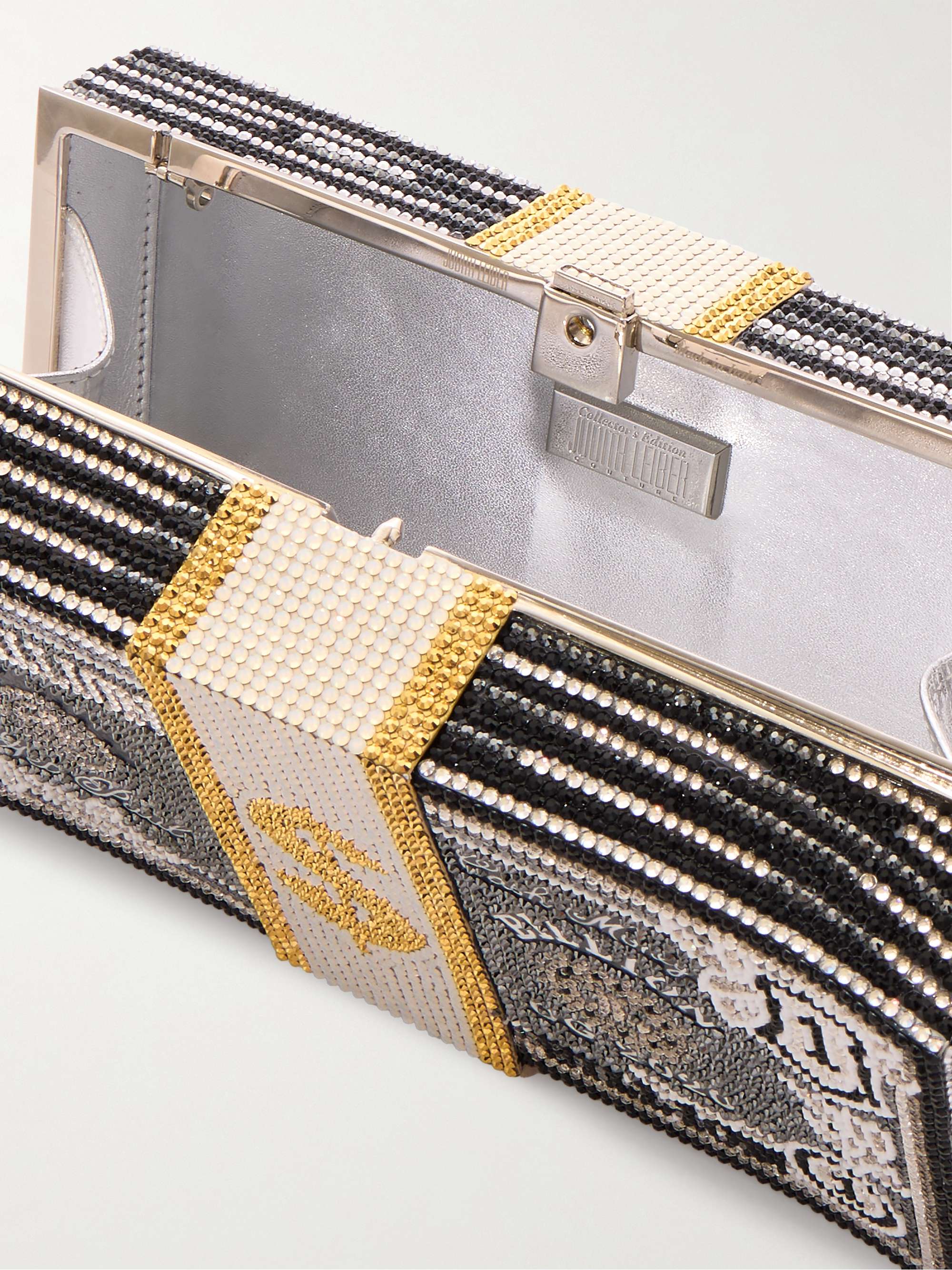 JUDITH LEIBER COUTURE Stack of Cash Billions crystal-embellished silver-tone clutch
