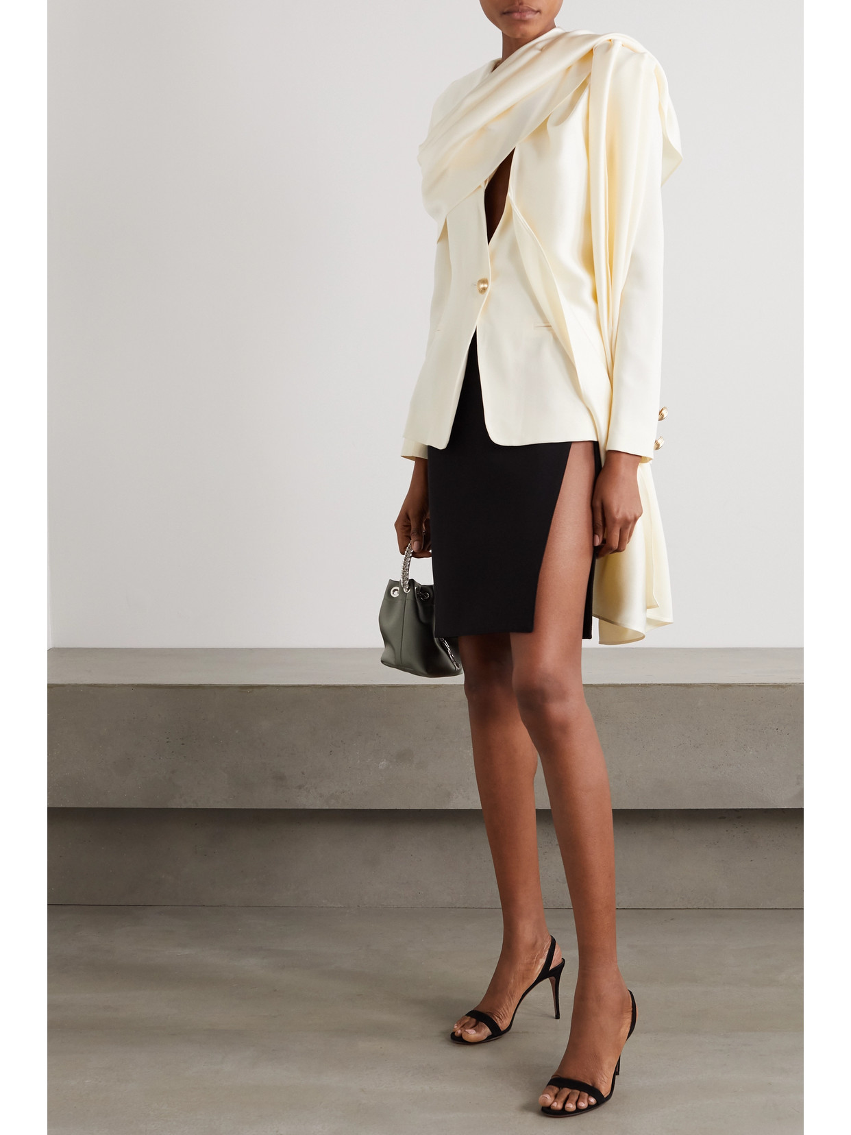 MARTIN MARTIN AURELIE PUSSY-BOW SATIN BLAZER