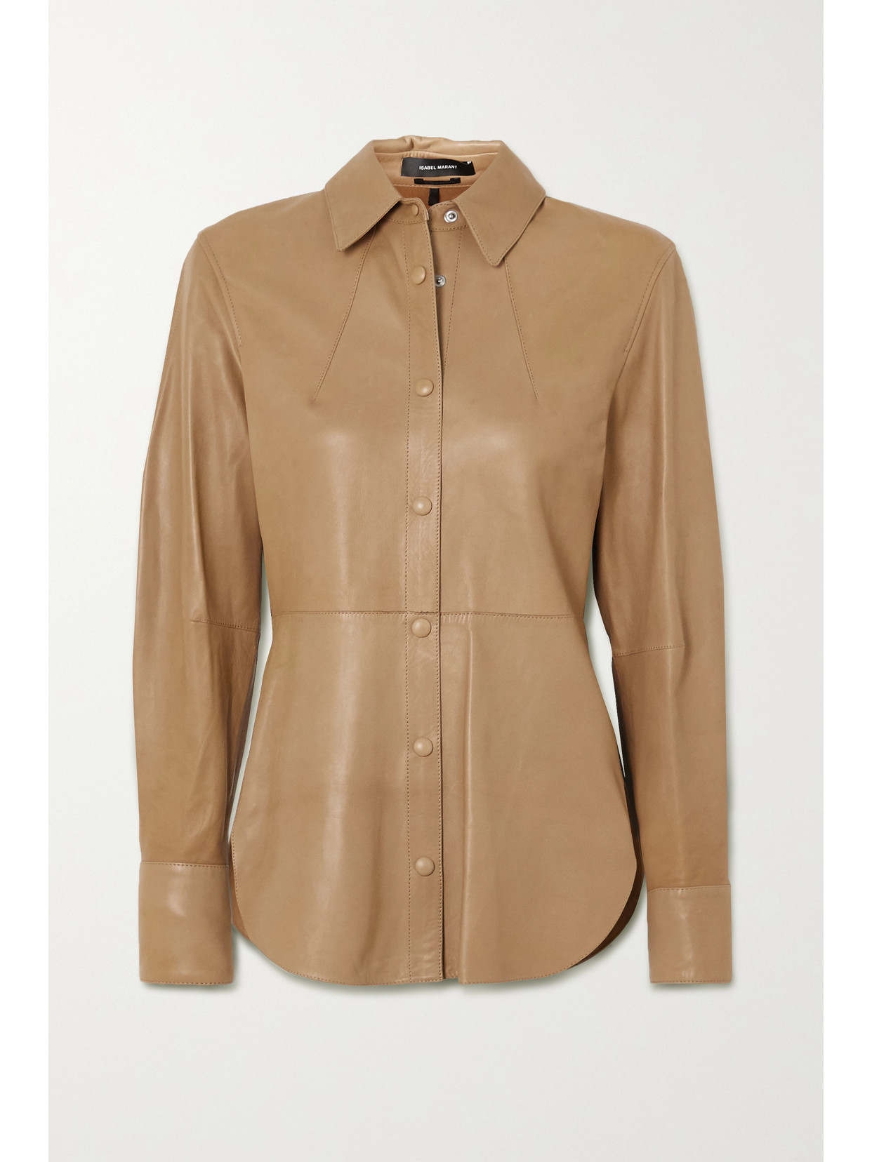 Isabel Marant Xiao Leather Shirt In Camel