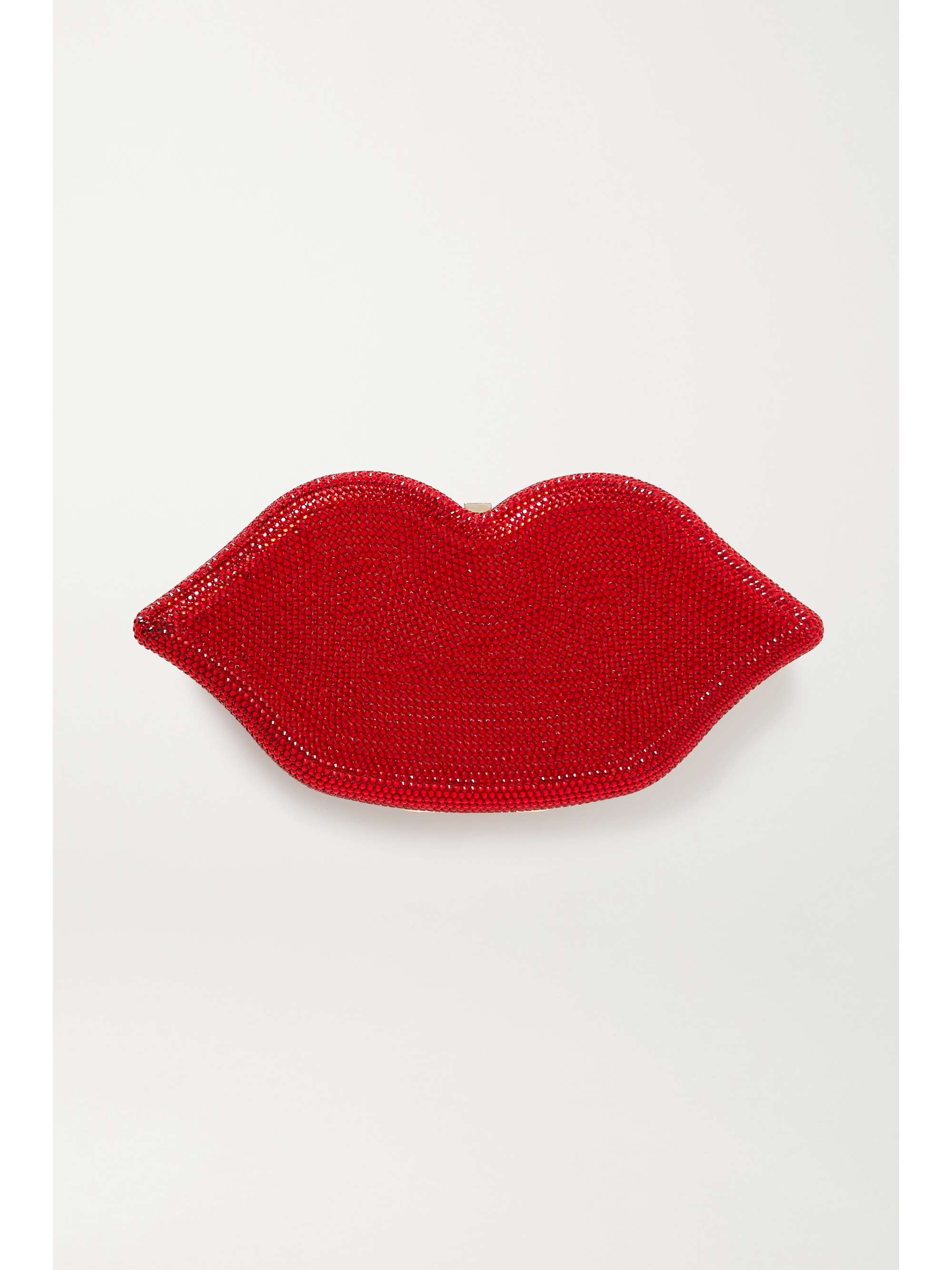 JUDITH LEIBER COUTURE Hot Lips crystal-embellished silver-tone clutch