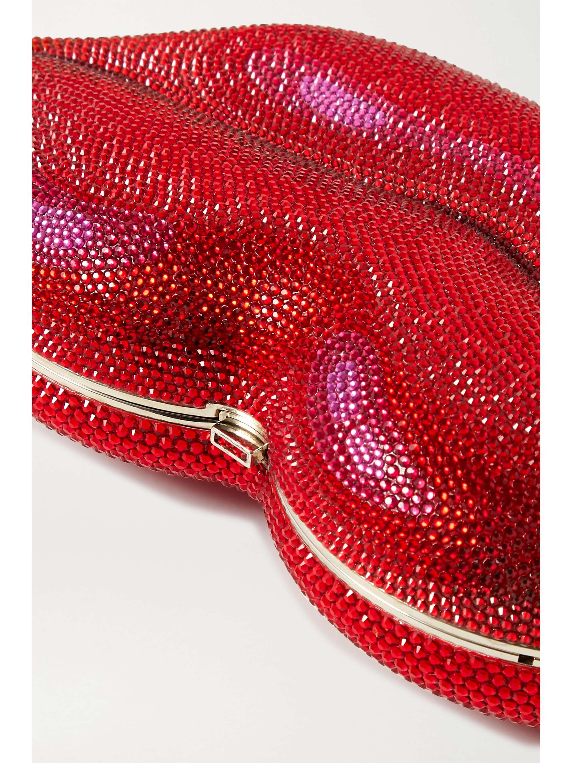 JUDITH LEIBER COUTURE Hot Lips crystal-embellished silver-tone clutch