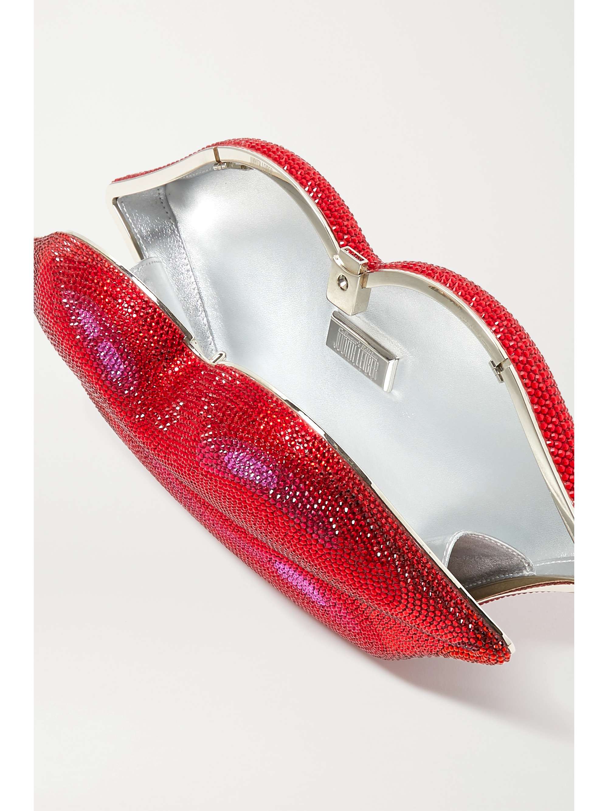 JUDITH LEIBER COUTURE Hot Lips crystal-embellished silver-tone clutch