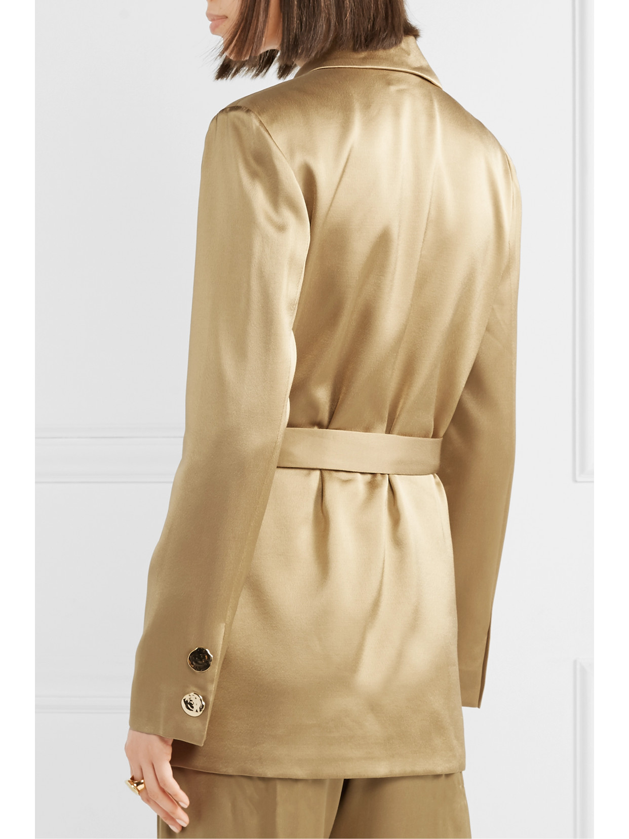 Mother Of Pearl Constance Satin Wrap Blazer In Gold