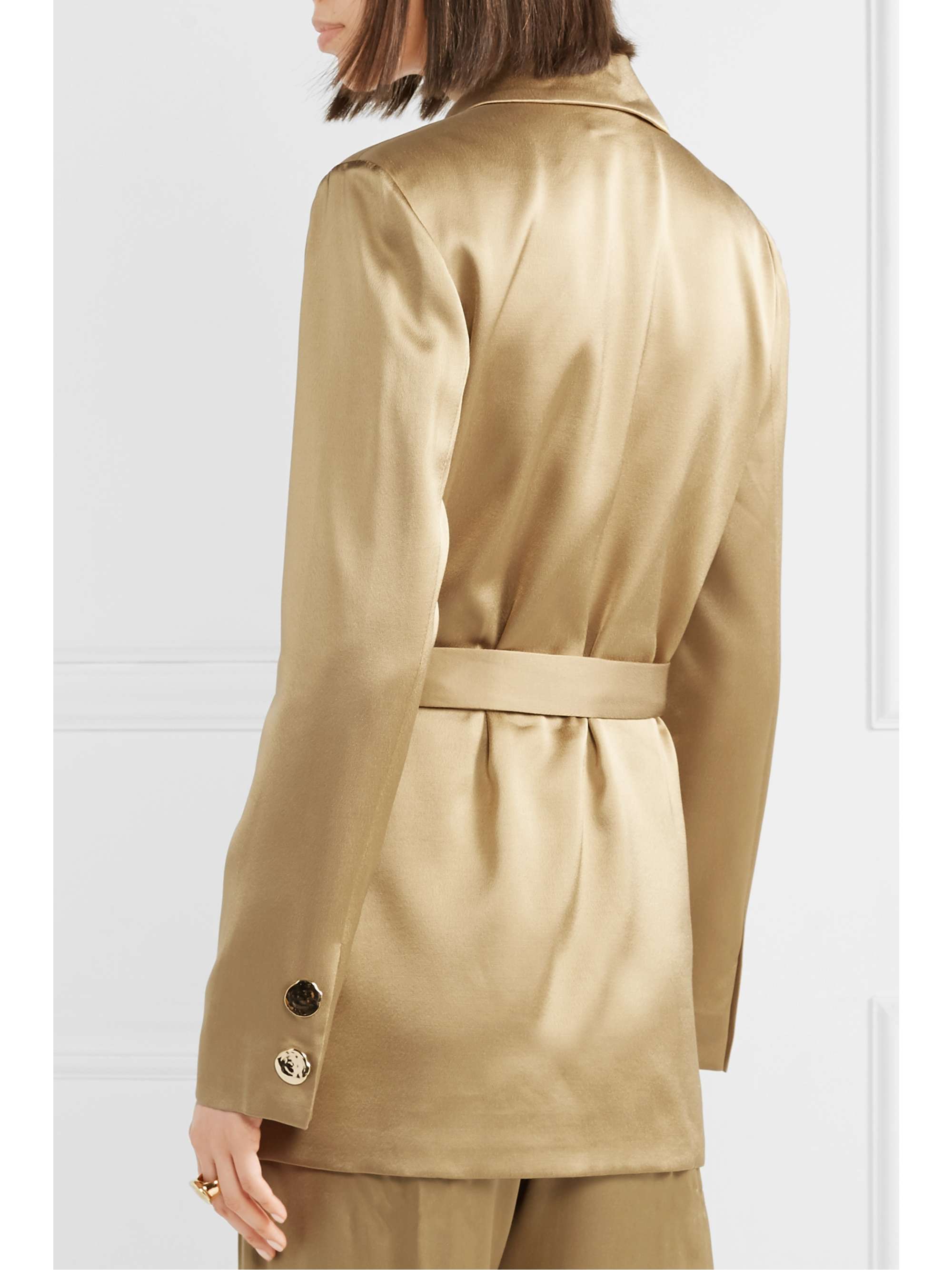 MOTHER OF PEARL Constance satin wrap blazer