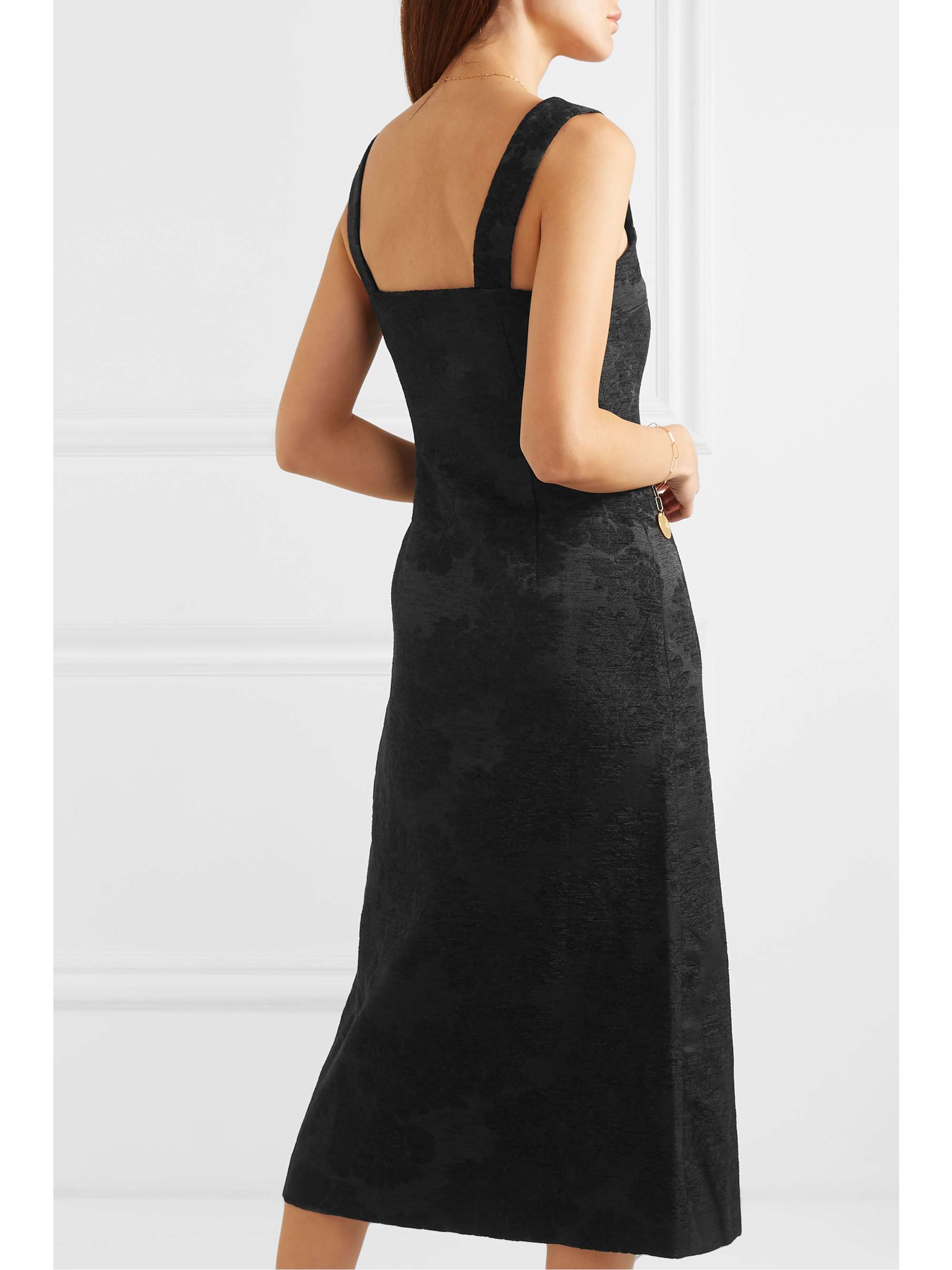 MOTHER OF PEARL Malia button-embellished floral-jacquard midi dress