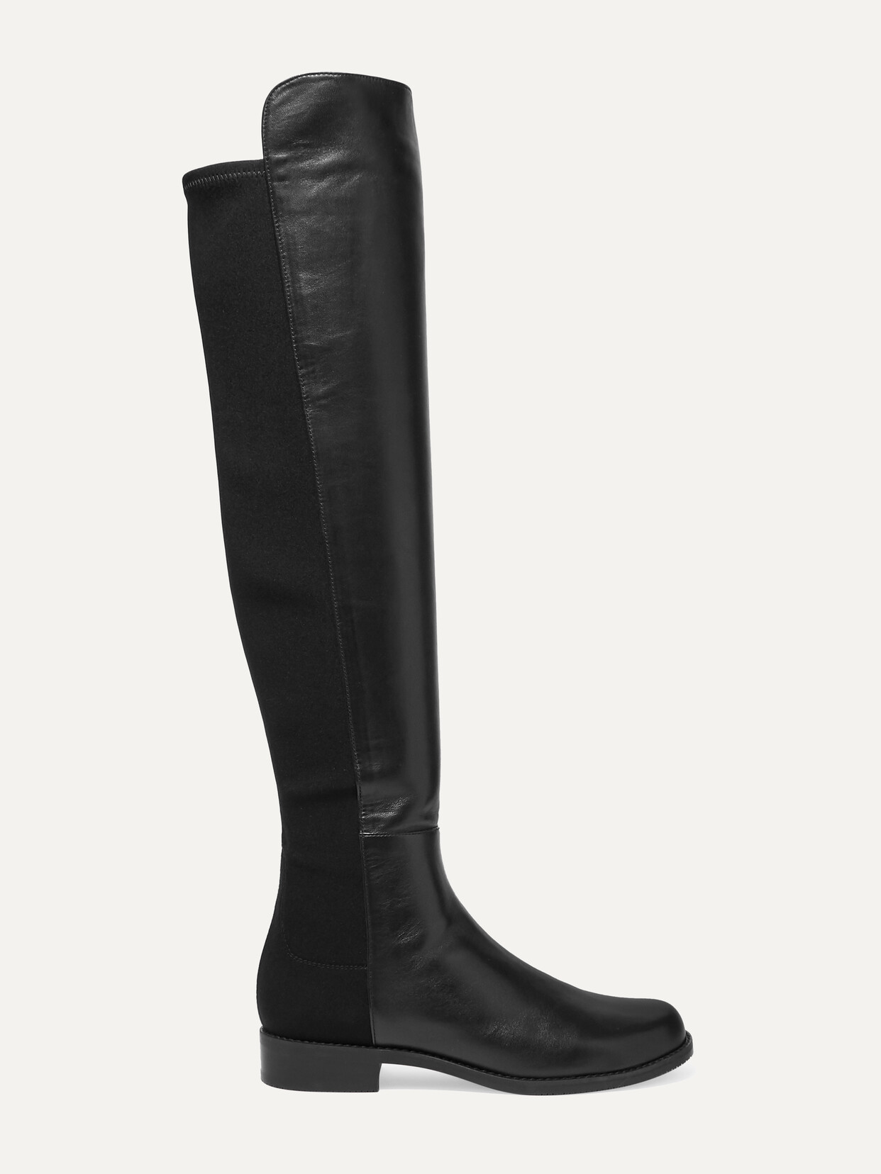 Shop Stuart Weitzman 5050 Leather And Stretch Knee Boots In Black