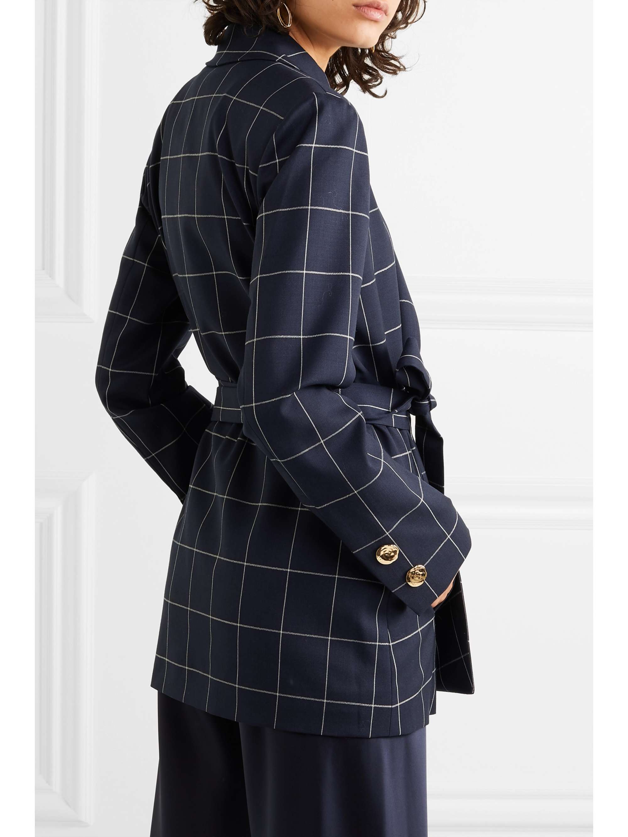 MOTHER OF PEARL Checked organic wool blazer