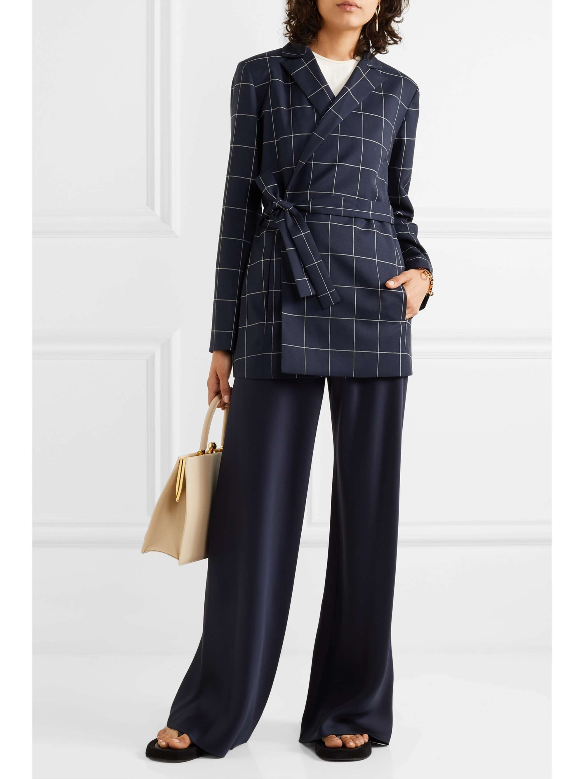 MOTHER OF PEARL Checked organic wool blazer