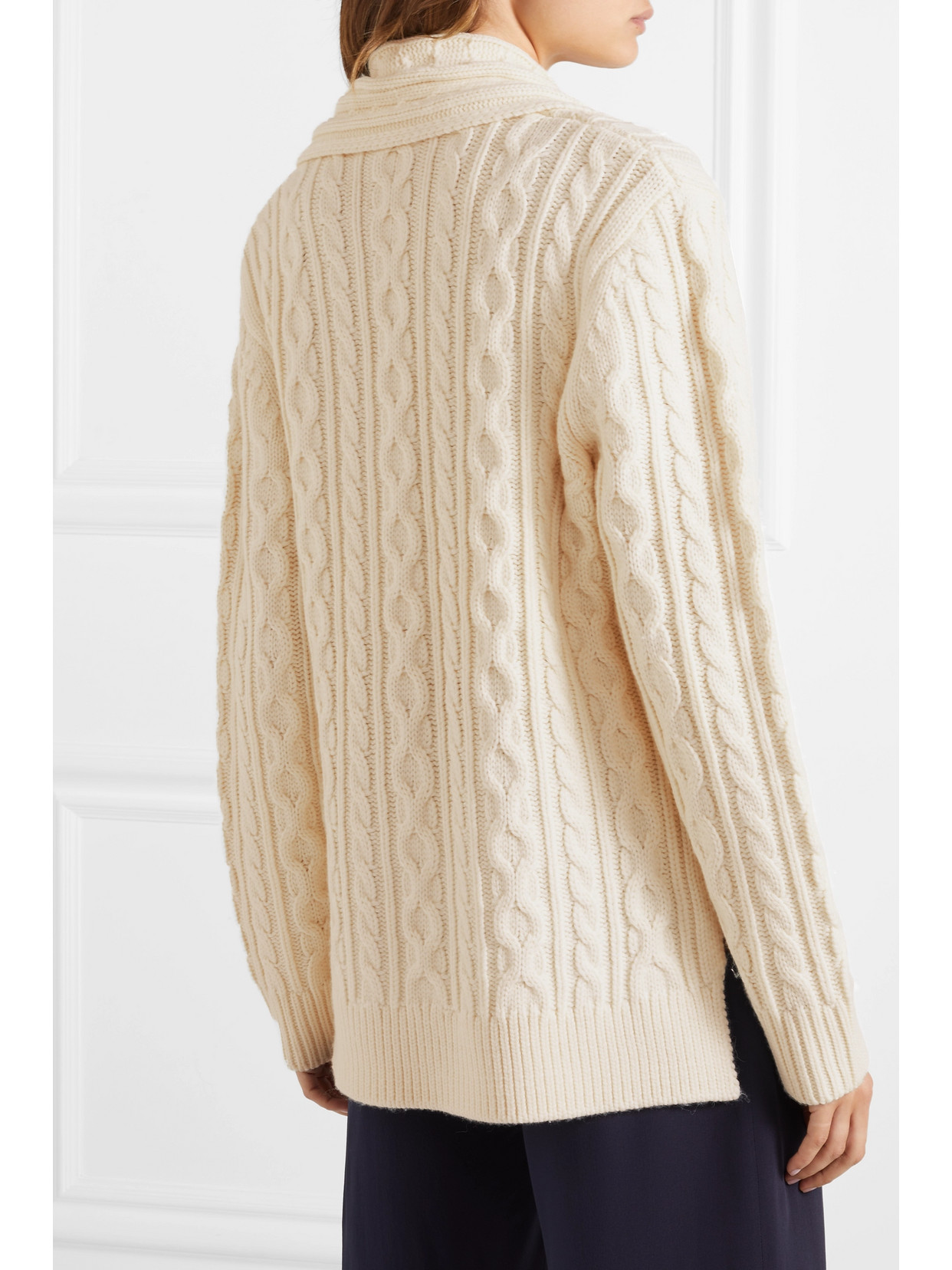 Mother Of Pearl Cable-knit Wool-blend Sweater In White