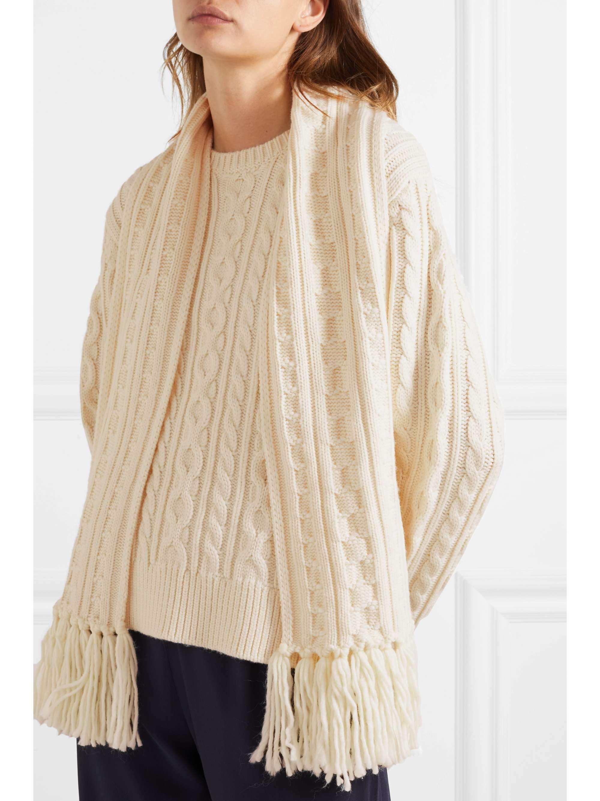 MOTHER OF PEARL Cable-knit wool-blend sweater