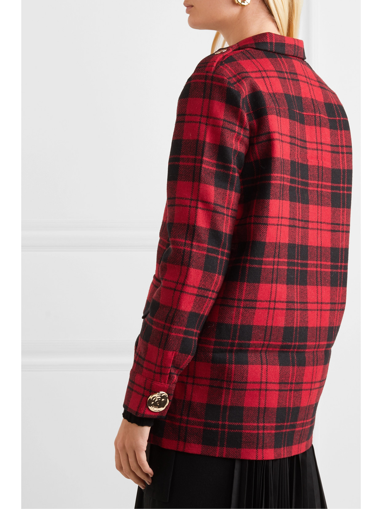 Mother Of Pearl Brooke Oversized Checked Wool Jacket In Red