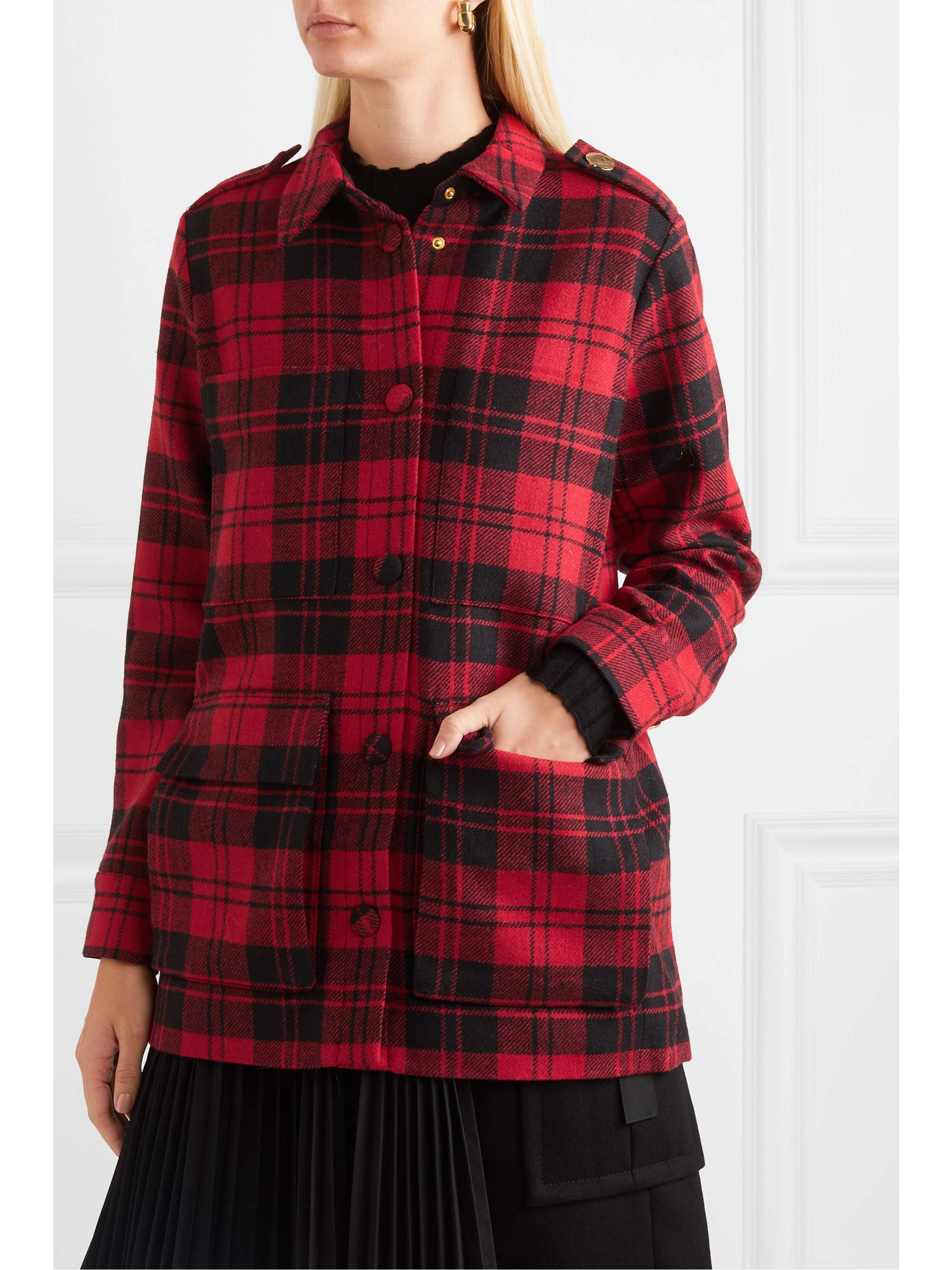 MOTHER OF PEARL Brooke oversized checked wool jacket