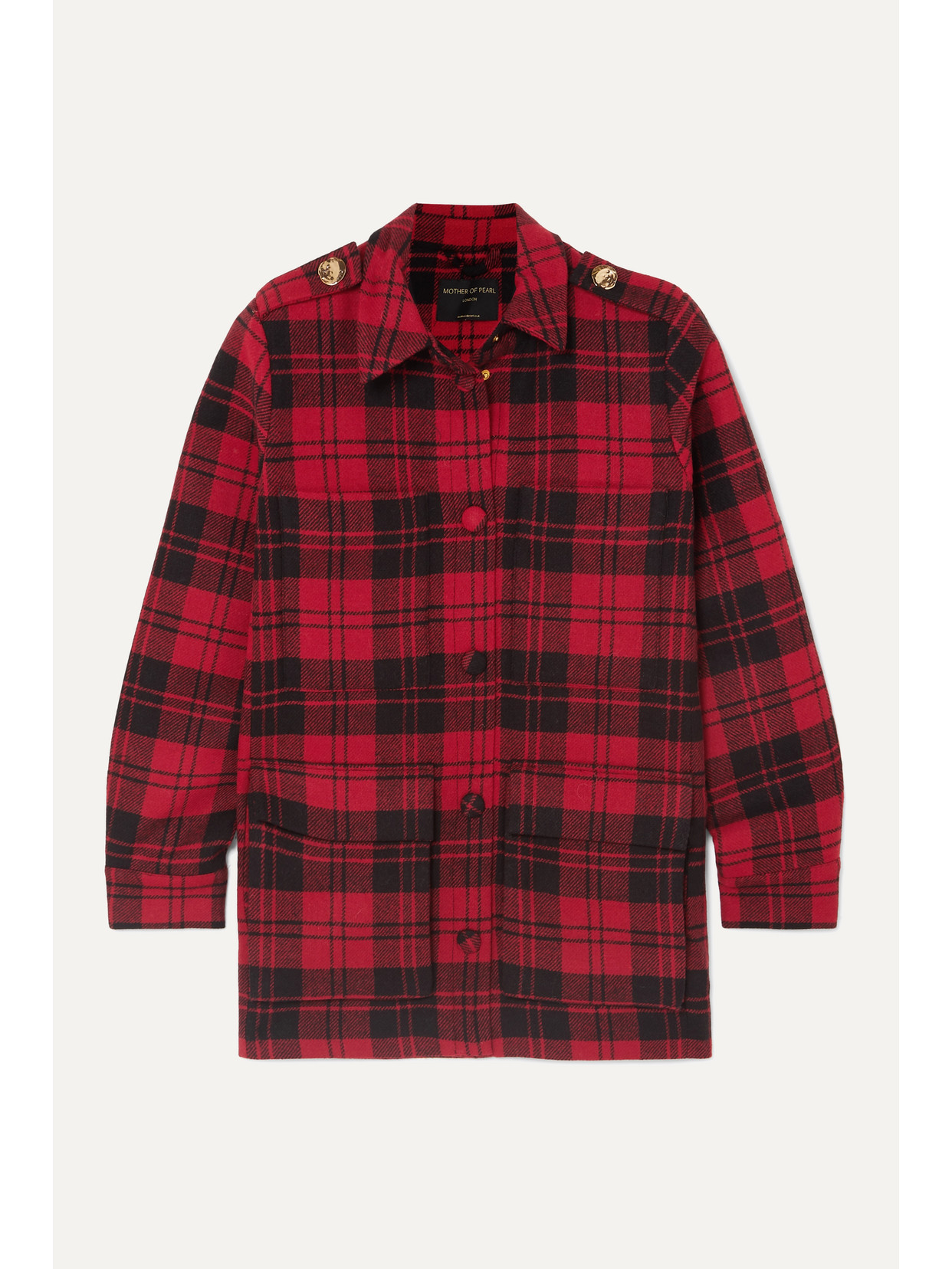Mother Of Pearl Brooke Oversized Checked Wool Jacket In Red