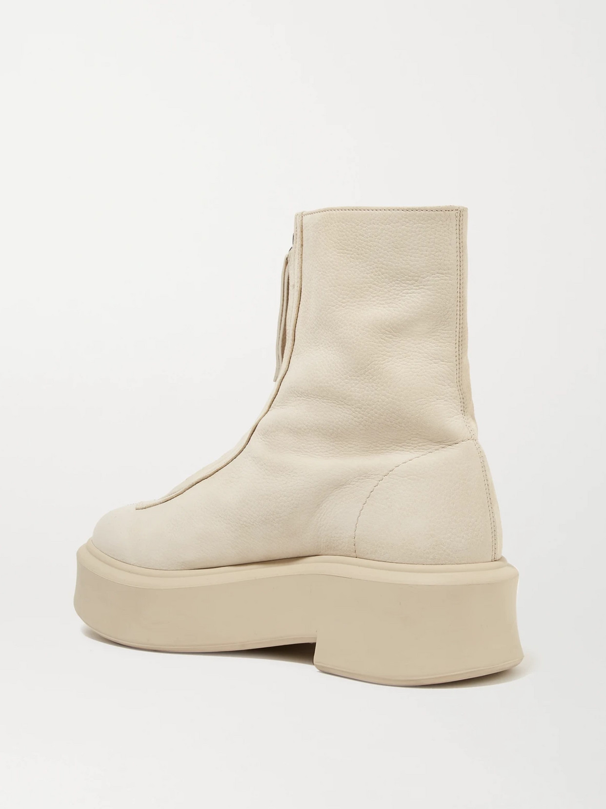 Shop The Row Textured-nubuck Platform Ankle Boots In Beige