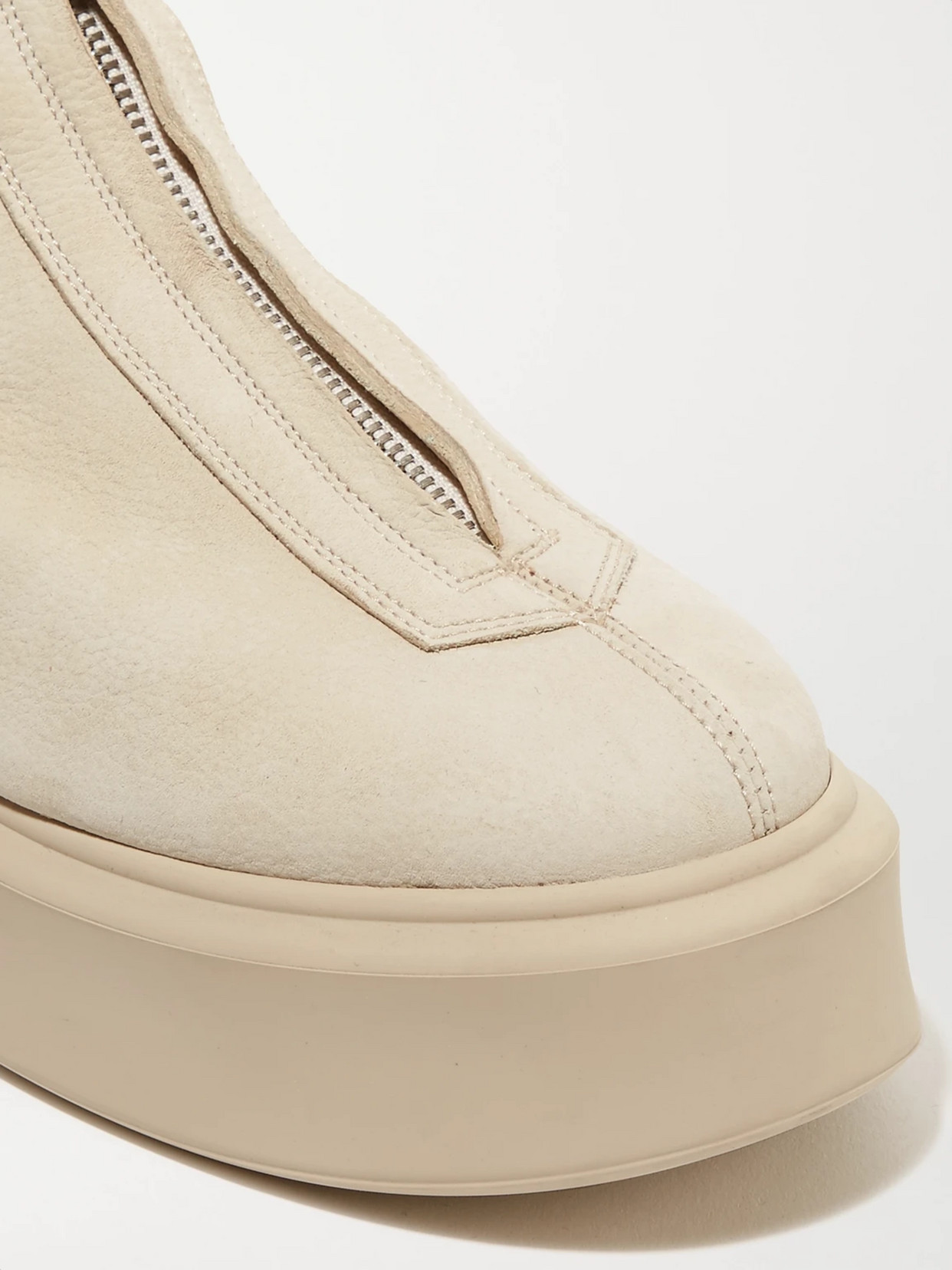 Shop The Row Textured-nubuck Platform Ankle Boots In Beige