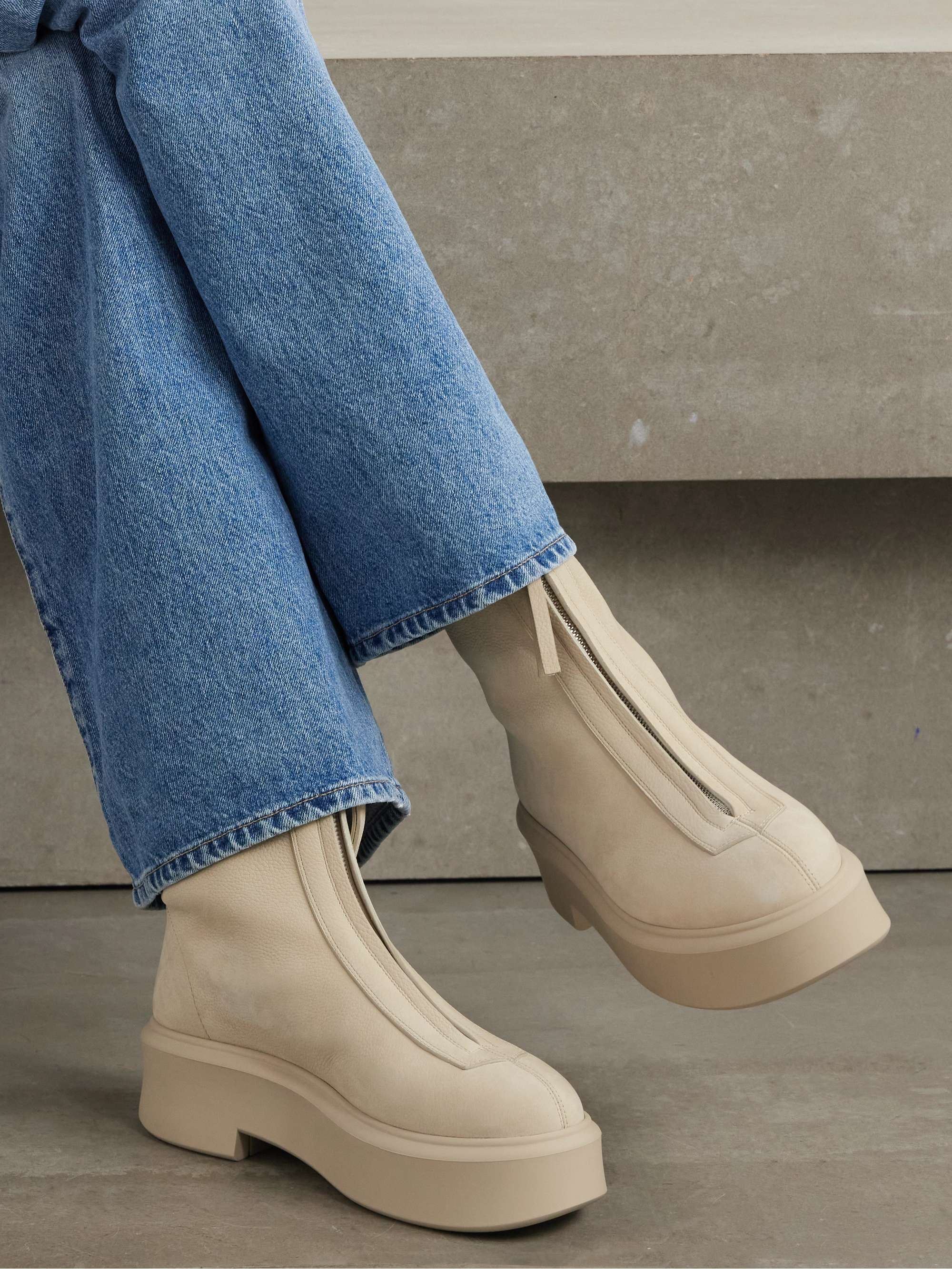 Textured-nubuck platform ankle boots