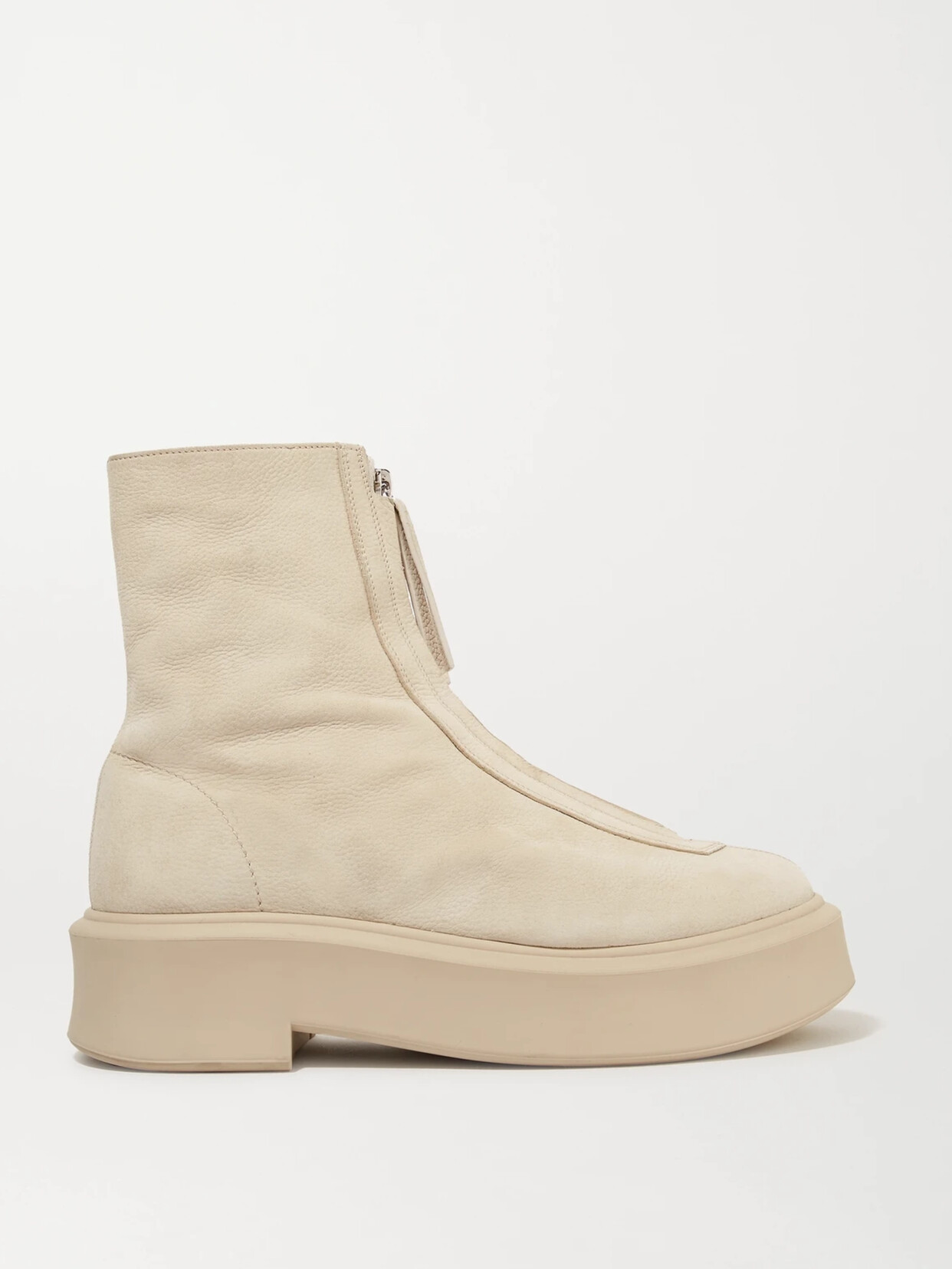 Shop The Row Textured-nubuck Platform Ankle Boots In Beige