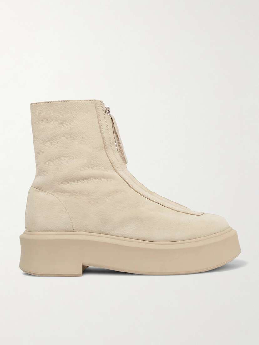 The Row Textured-nubuck Platform Ankle Boots