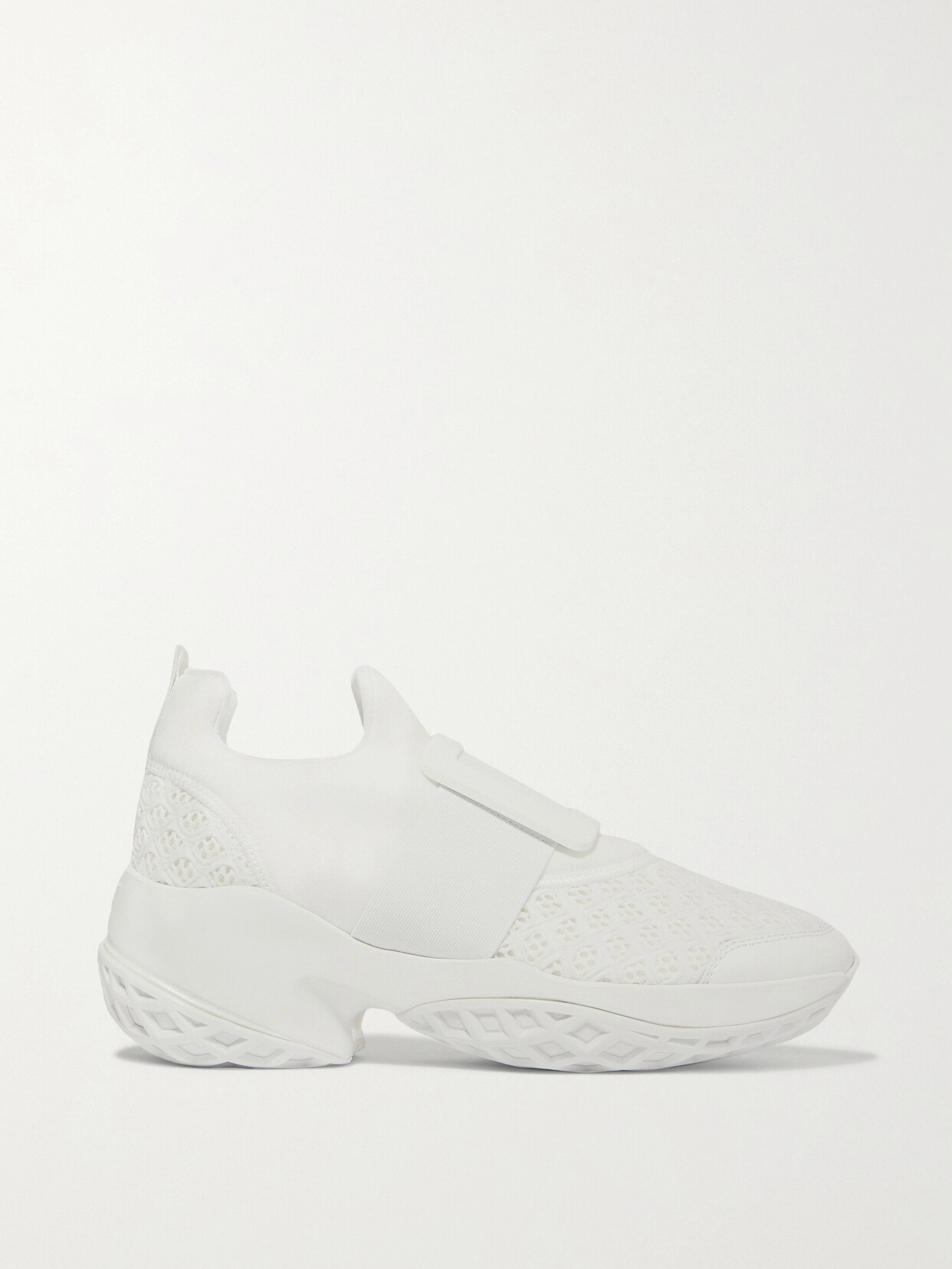 Roger Vivier - Viv Run Stretch, Mesh And Leather Sneakers - White