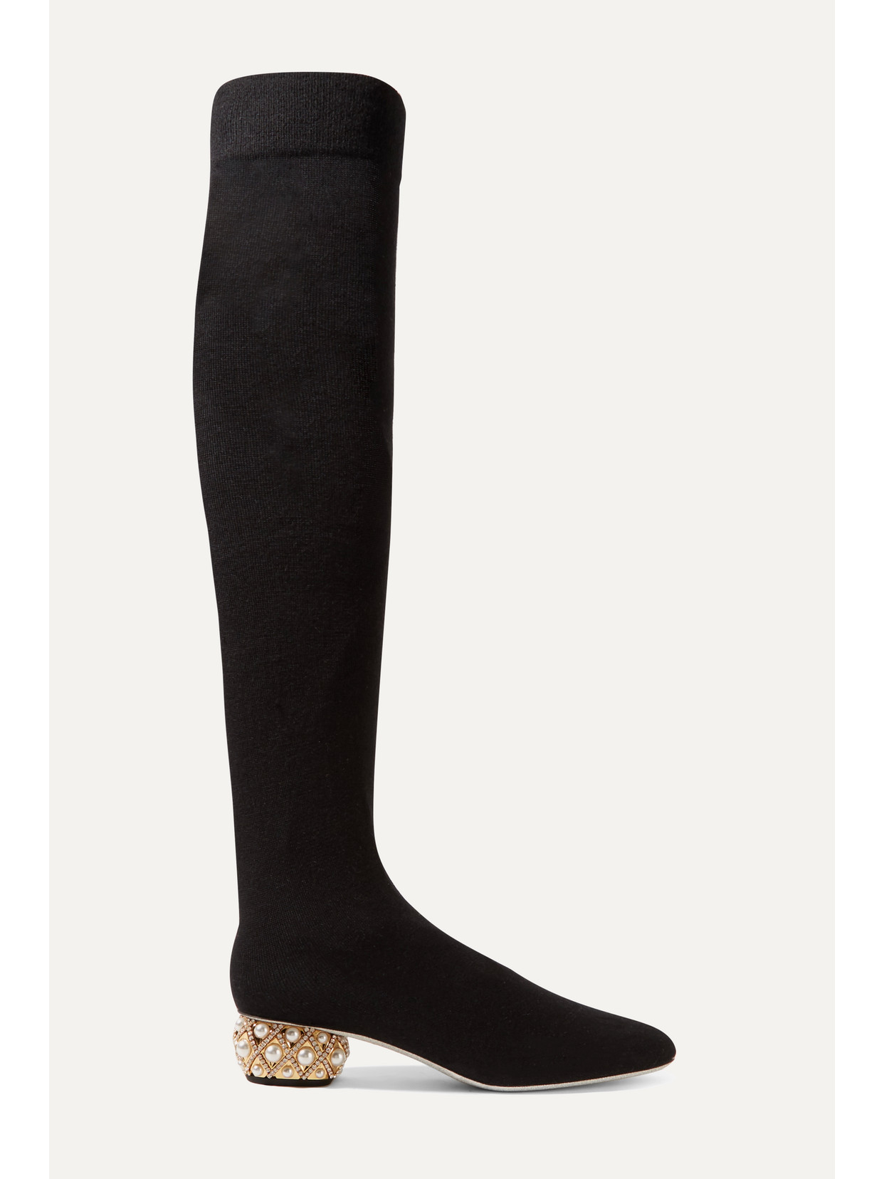 RENÉ CAOVILLA GRACE EMBELLISHED CASHMERE OVER-THE-KNEE BOOTS
