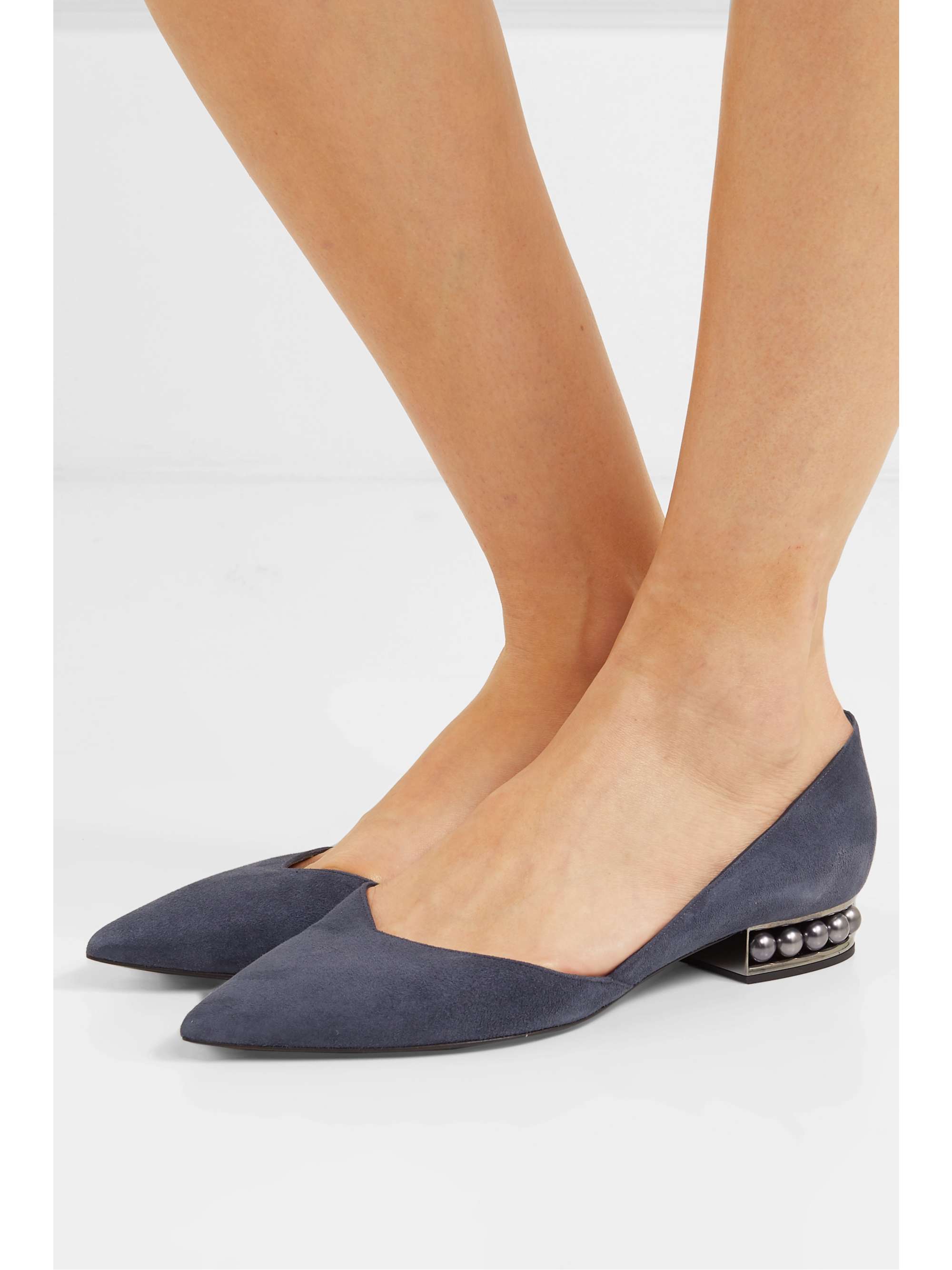NICHOLAS KIRKWOOD Casati embellished suede point-toe flats