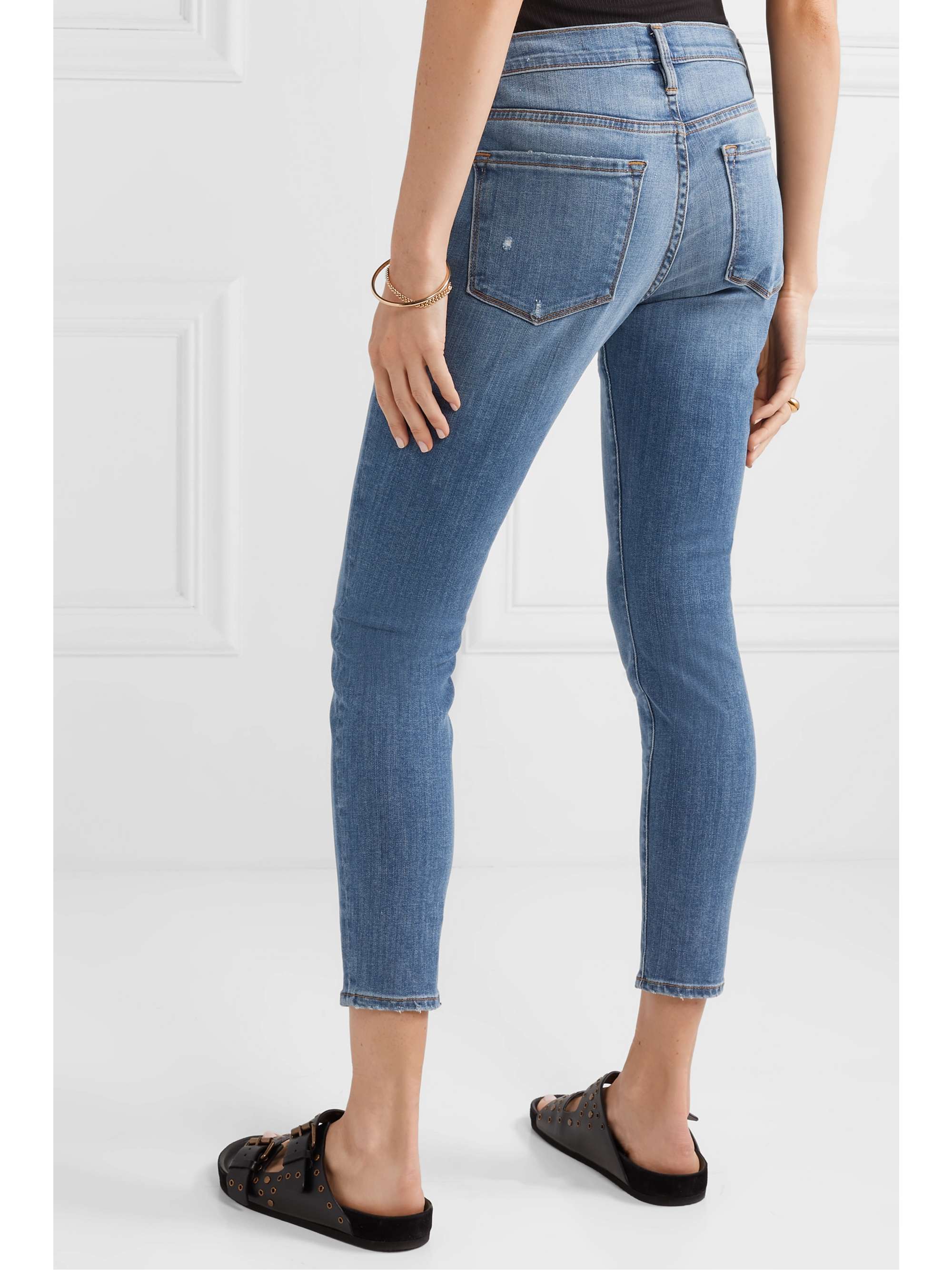 FRAME Le Skinny de Jeanne Crop distressed mid-rise jeans