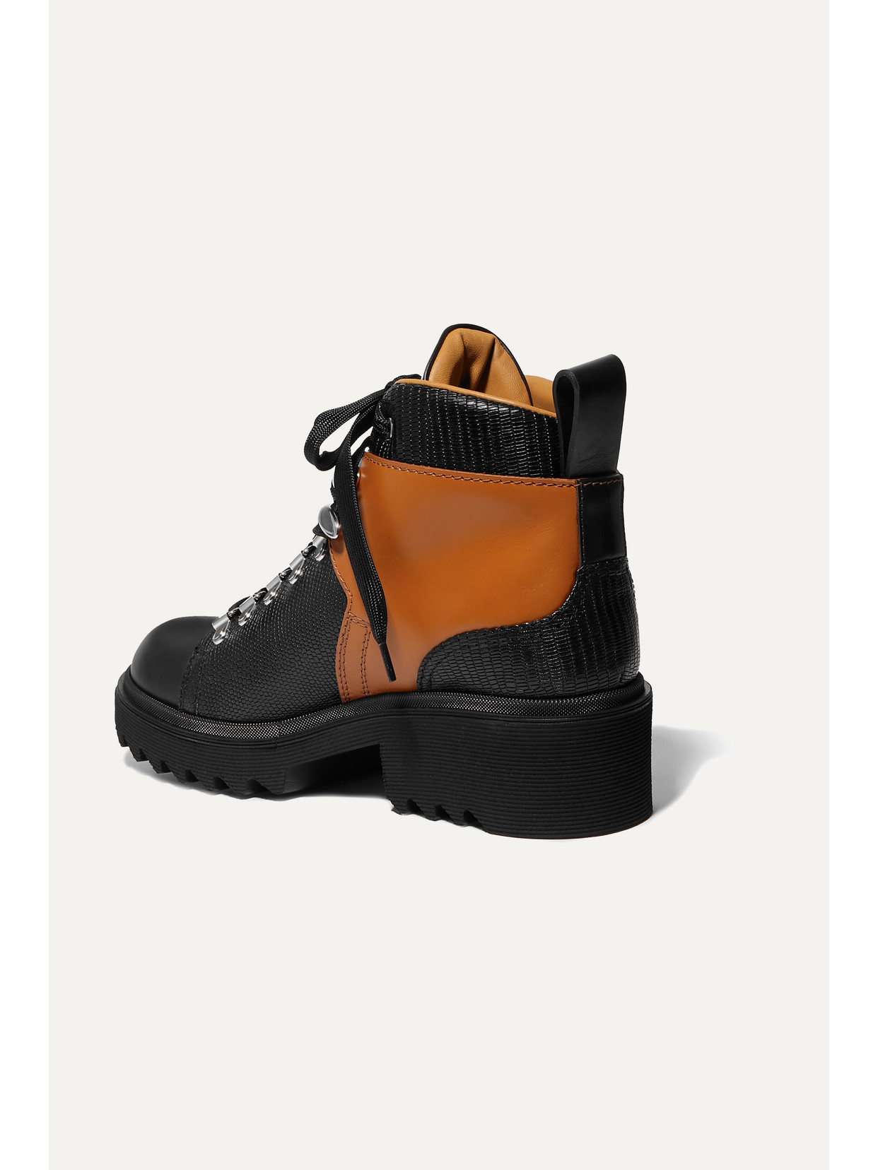 Chloé - Bella Paneled Lizard-Effect Ankle Boots