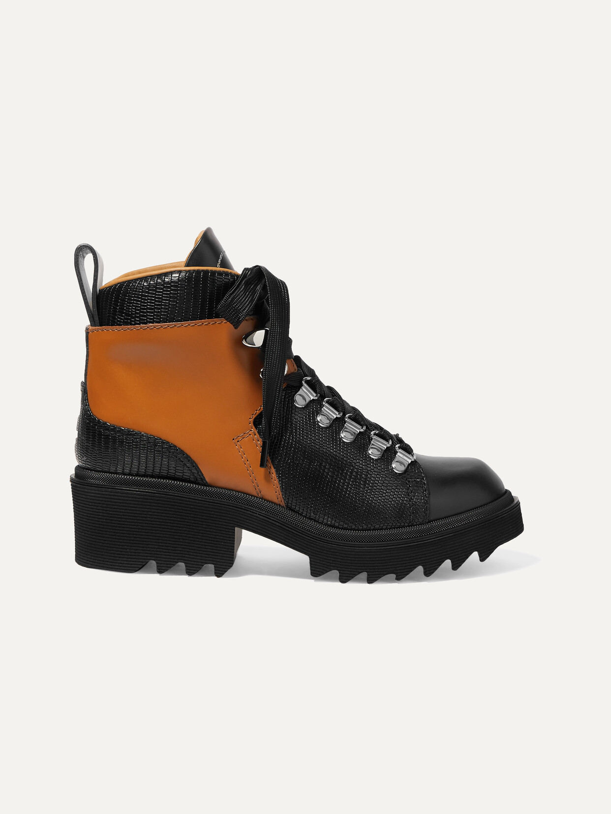 Chloé - Bella Paneled Lizard-Effect Ankle Boots