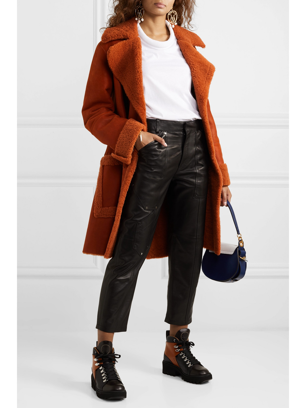 Chloé - Bella Paneled Lizard-Effect Ankle Boots