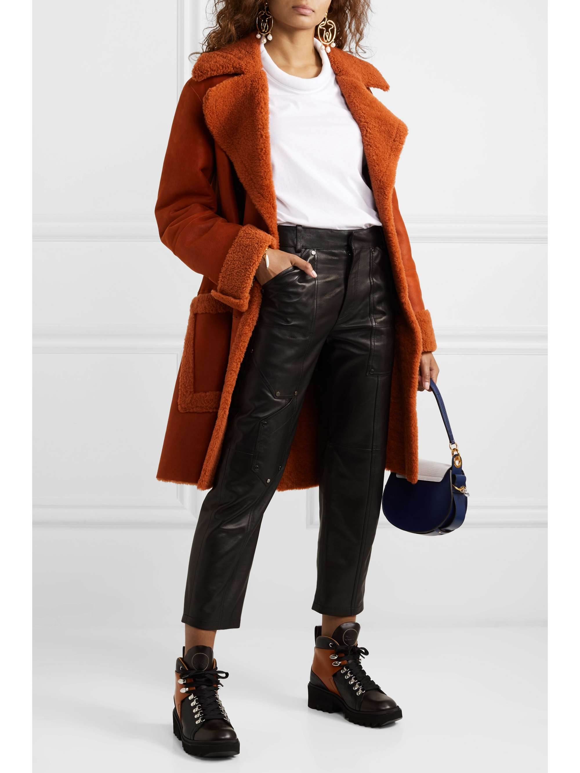 CHLOÉ Bella paneled lizard-effect leather ankle boots