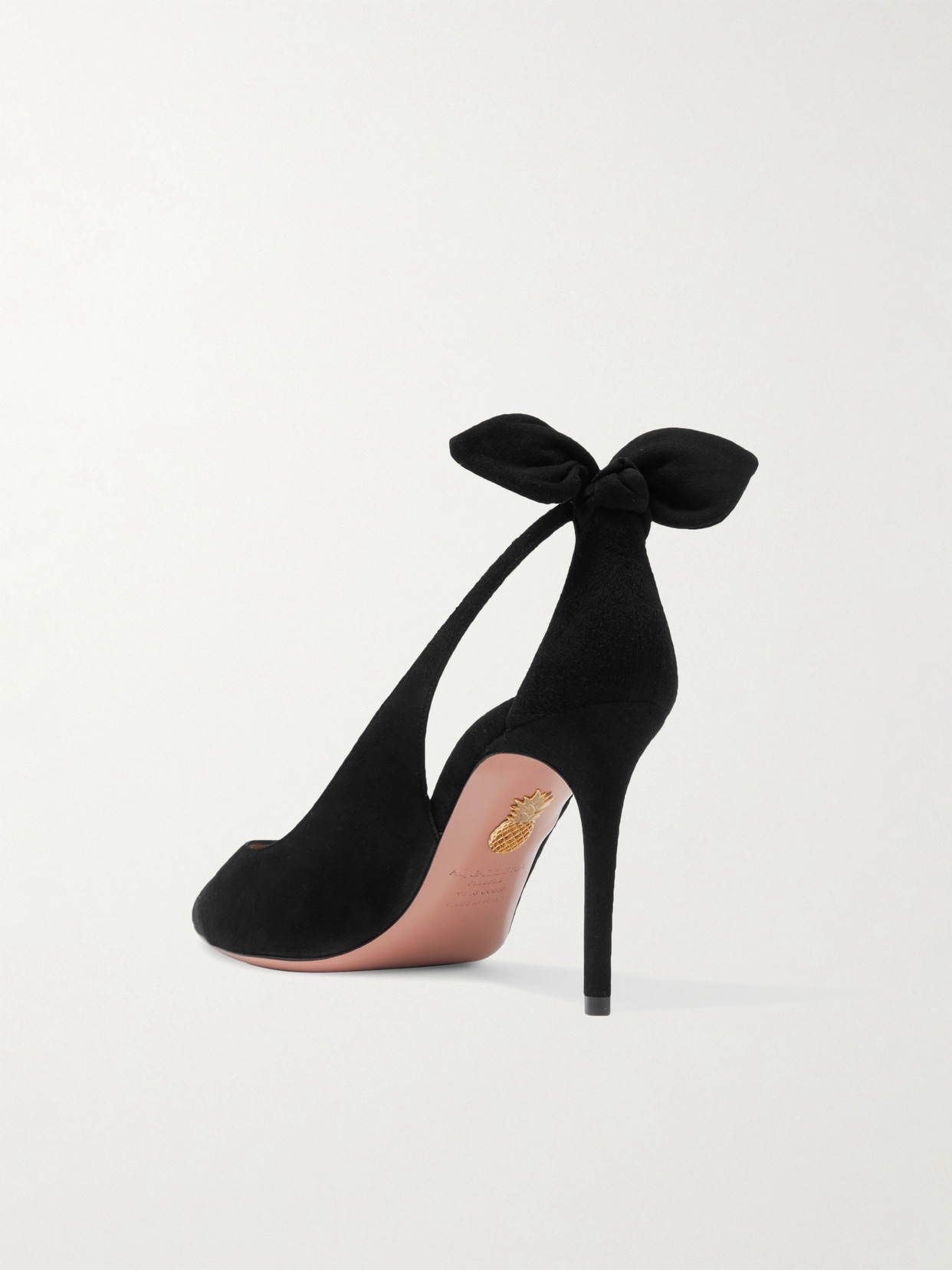 Shop Aquazzura Bow Tie 85 Suede Pumps In Black