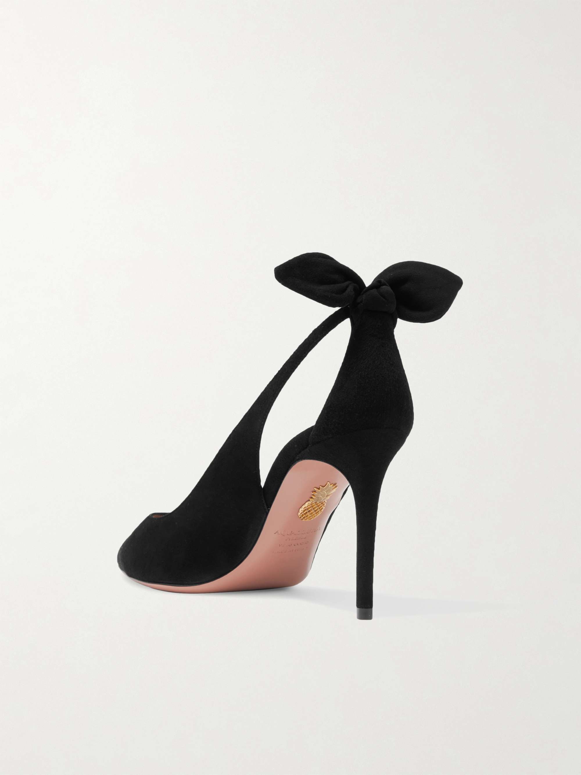 AQUAZZURA Bow Tie 85 suede pumps