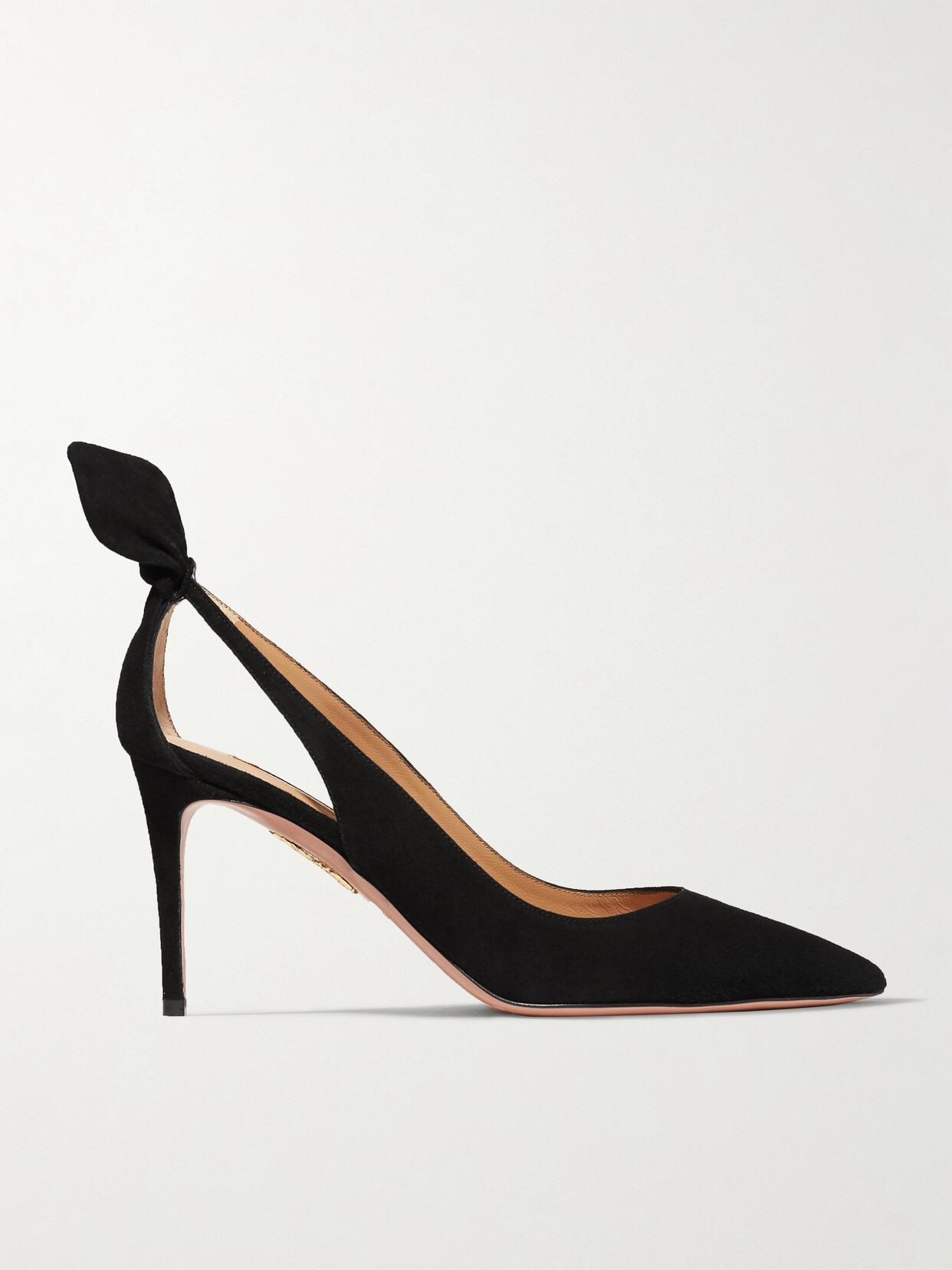 Shop Aquazzura Bow Tie 85 Suede Pumps In Black