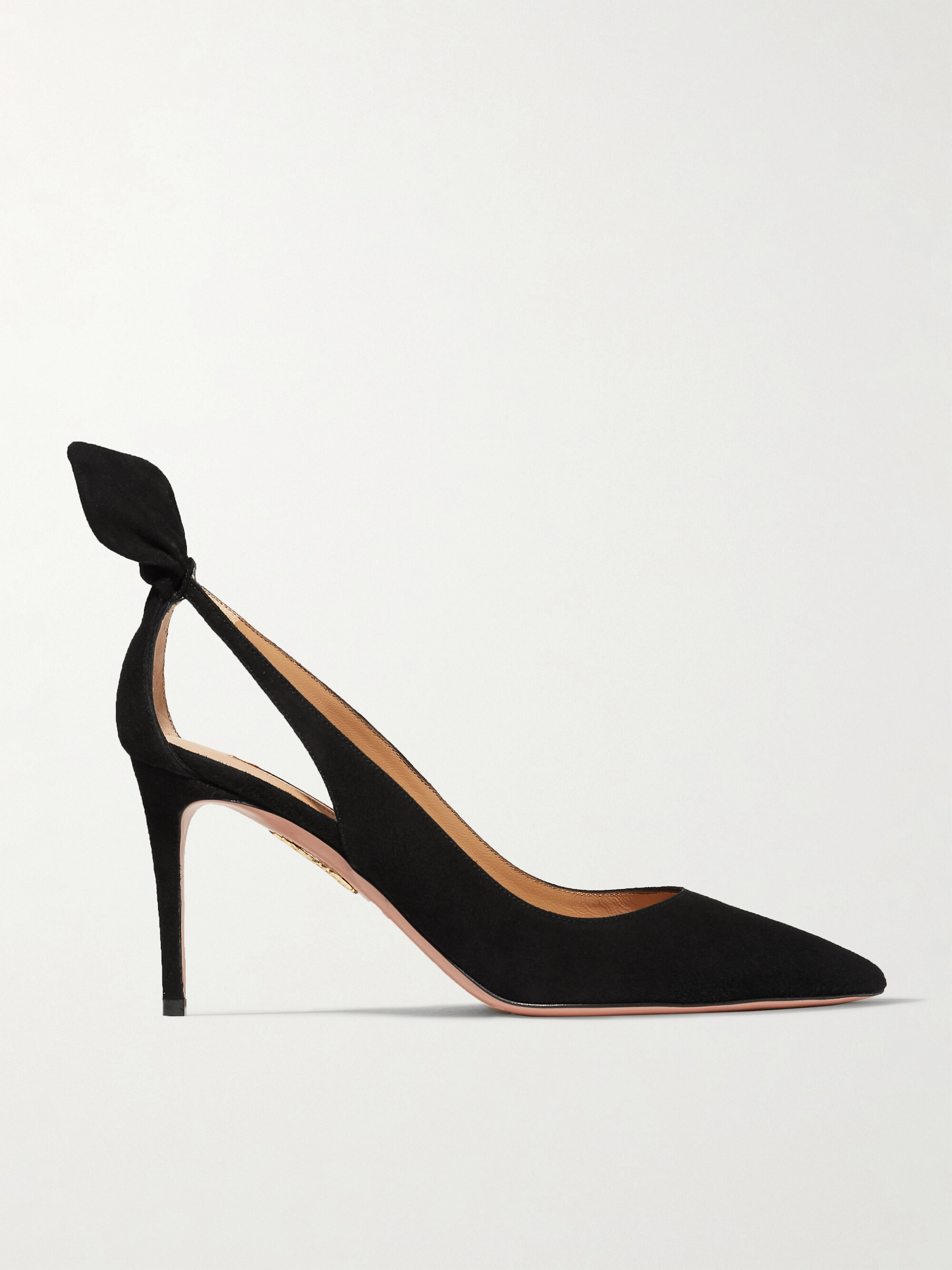 AQUAZZURA Bow Tie 85 suede pumps