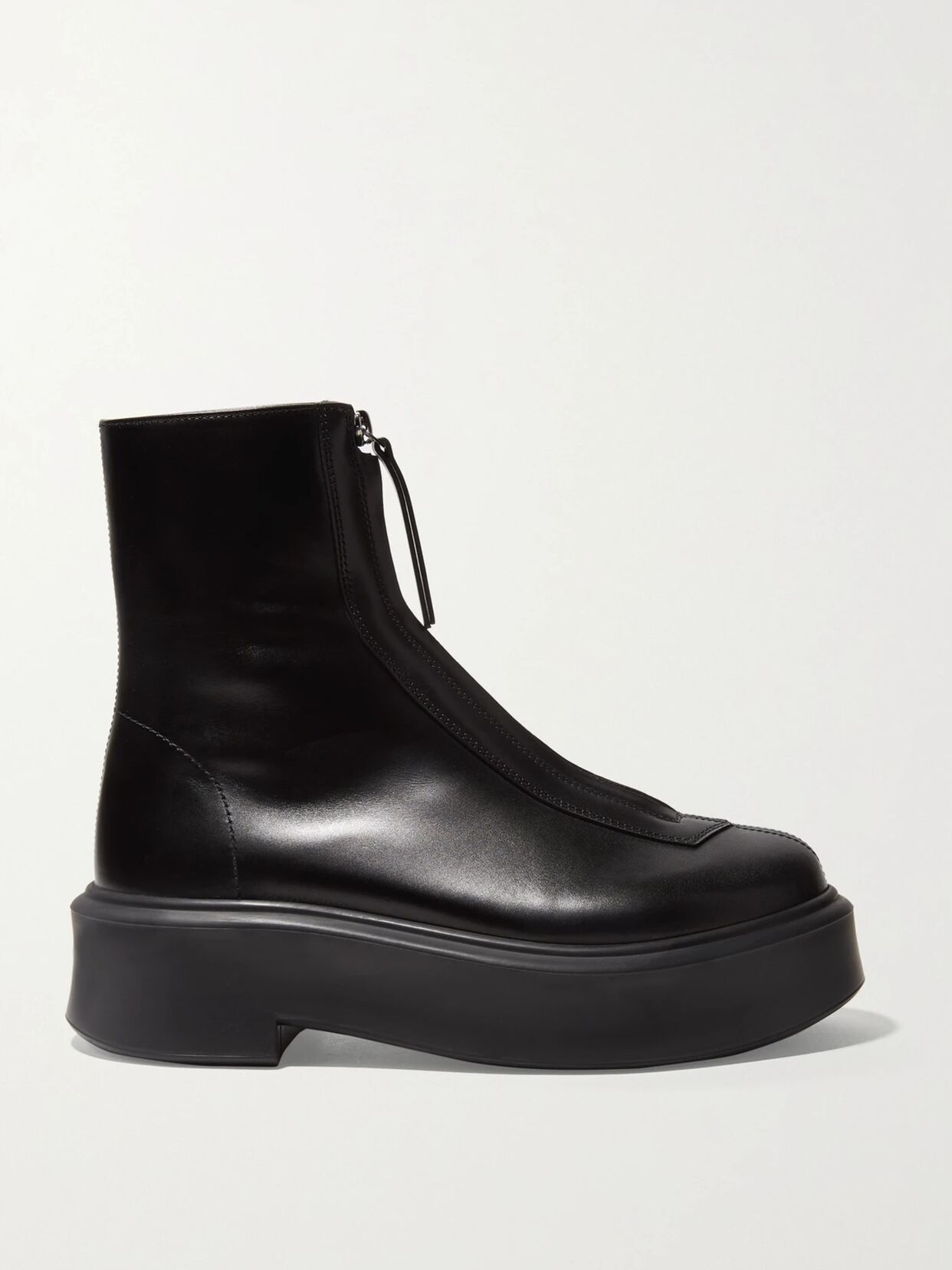 zipped leather ankle boots