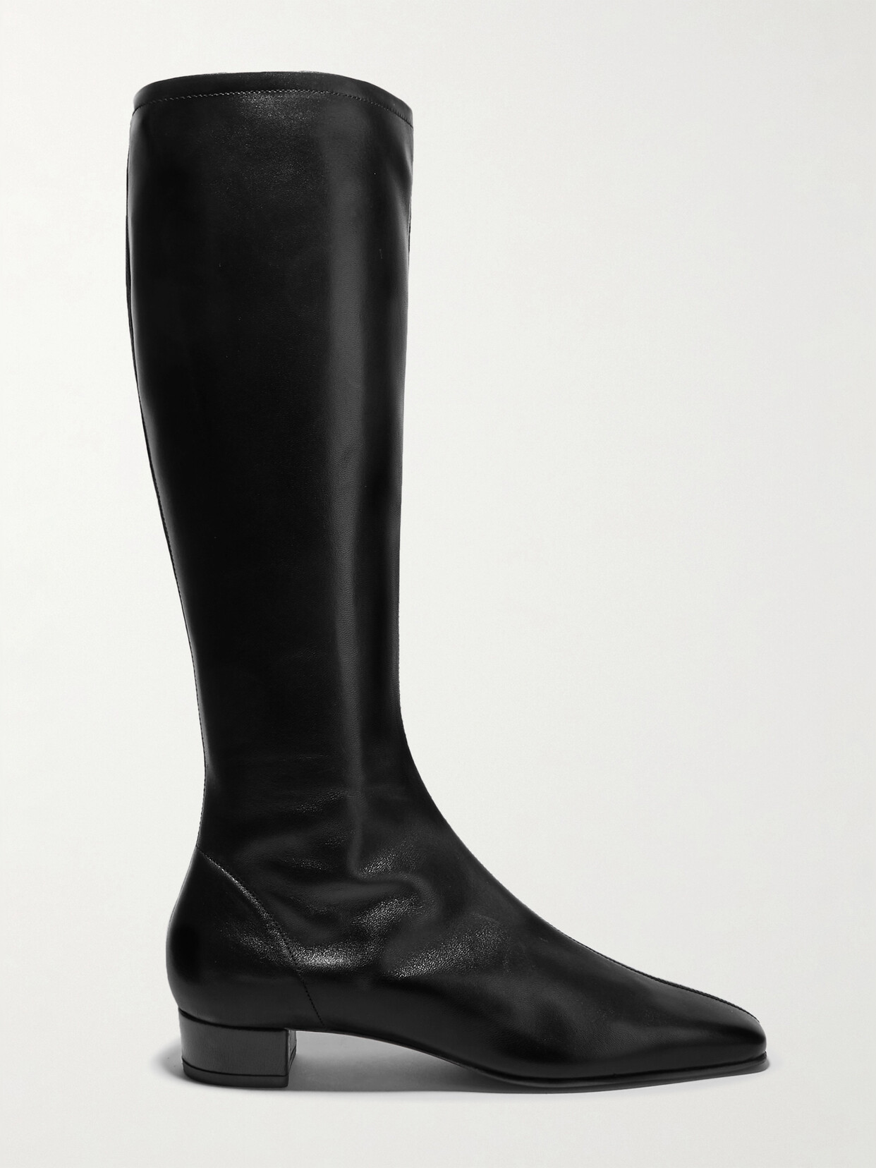 BY FAR Edie Leather Knee Boots - Black