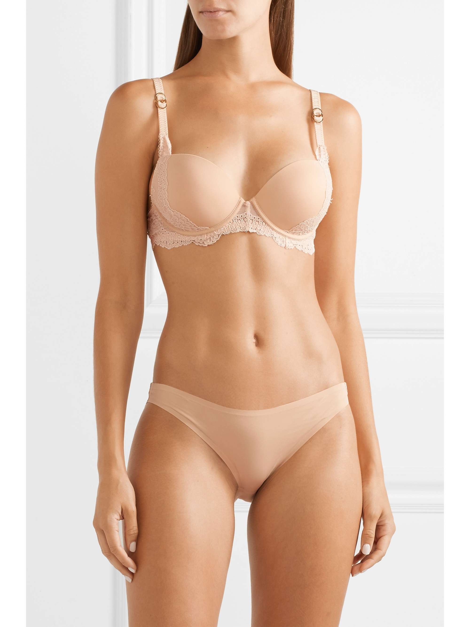 STELLA MCCARTNEY Stella stretch-jersey and lace underwired plunge bra