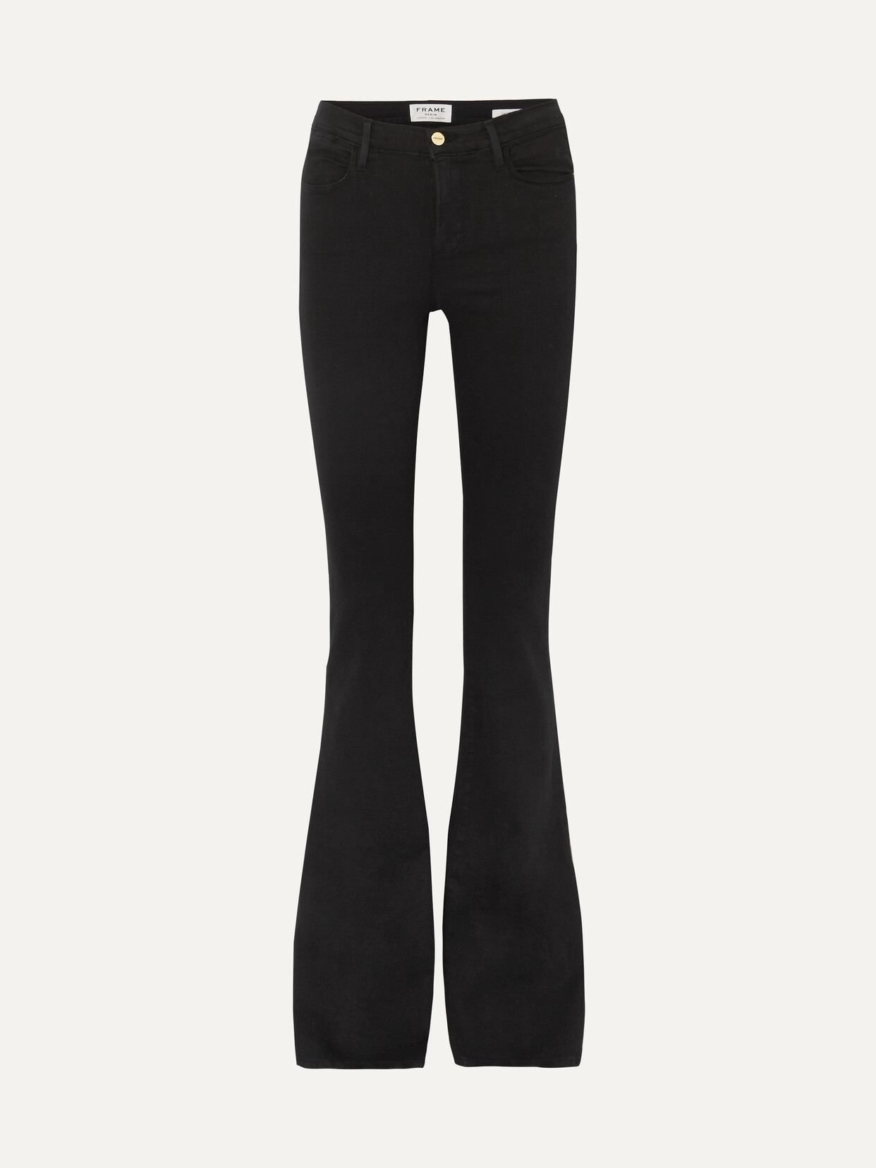 Shop Frame Le High Flare High-rise Jeans In Black