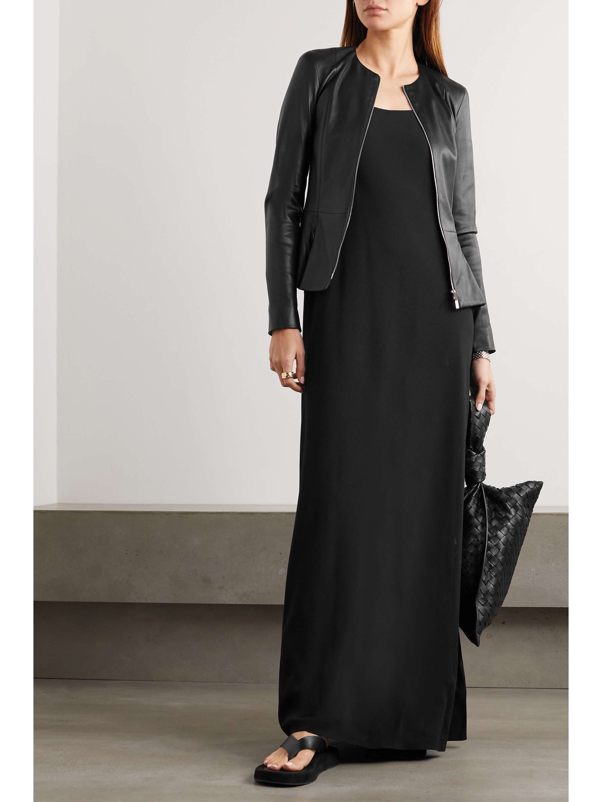 Anasta leather peplum jacket