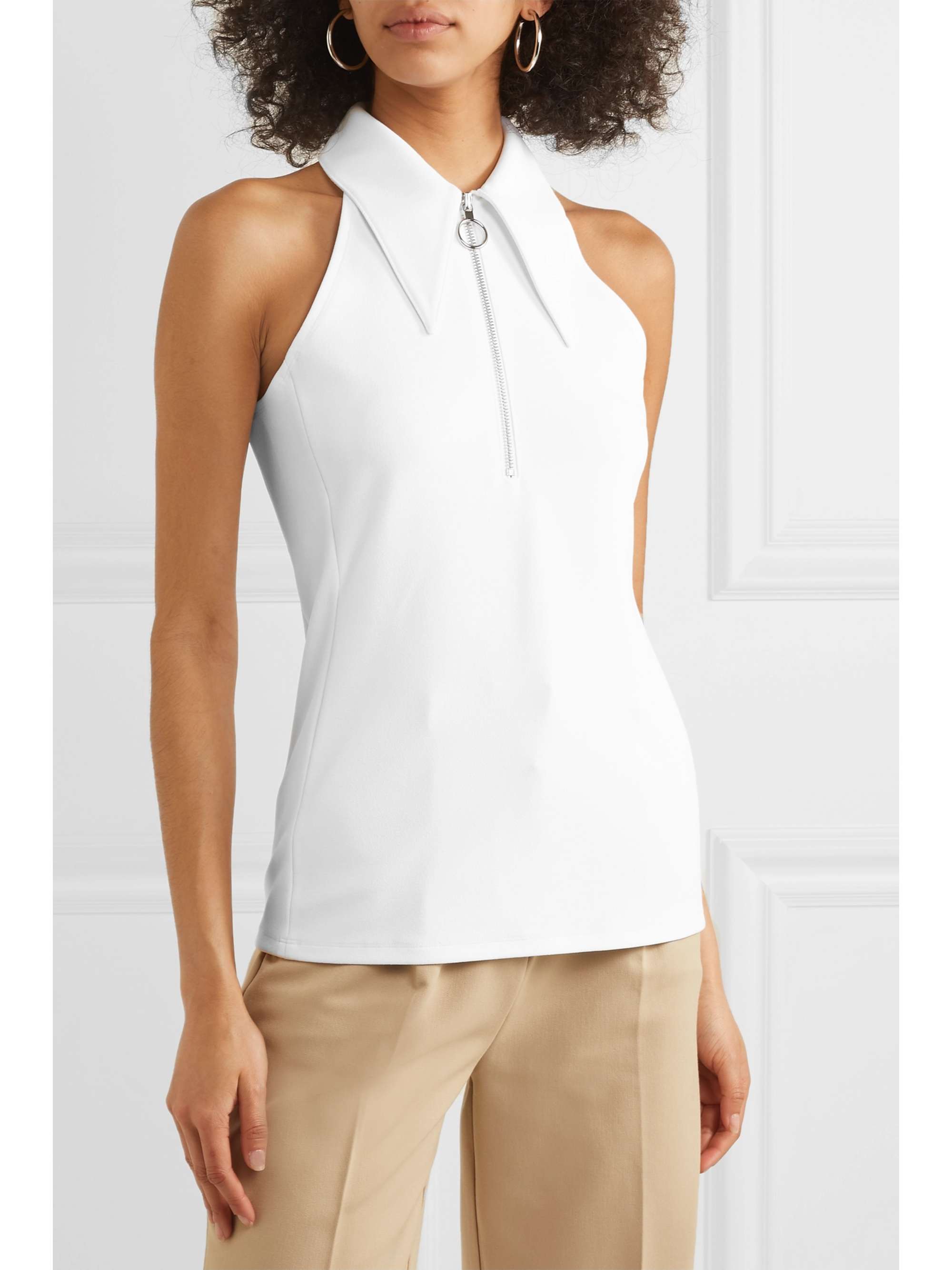 TIBI Zip-detailed stretch-scuba top