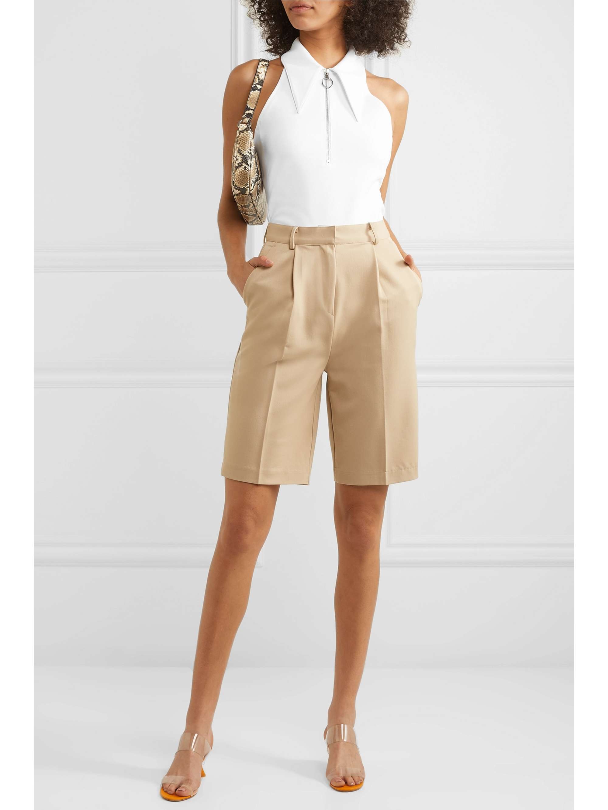TIBI Zip-detailed stretch-scuba top