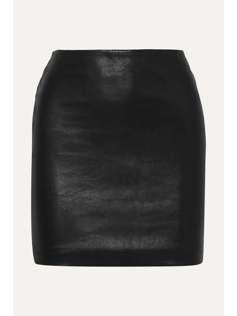 The Row Loattan Stretch-leather Mini Skirt